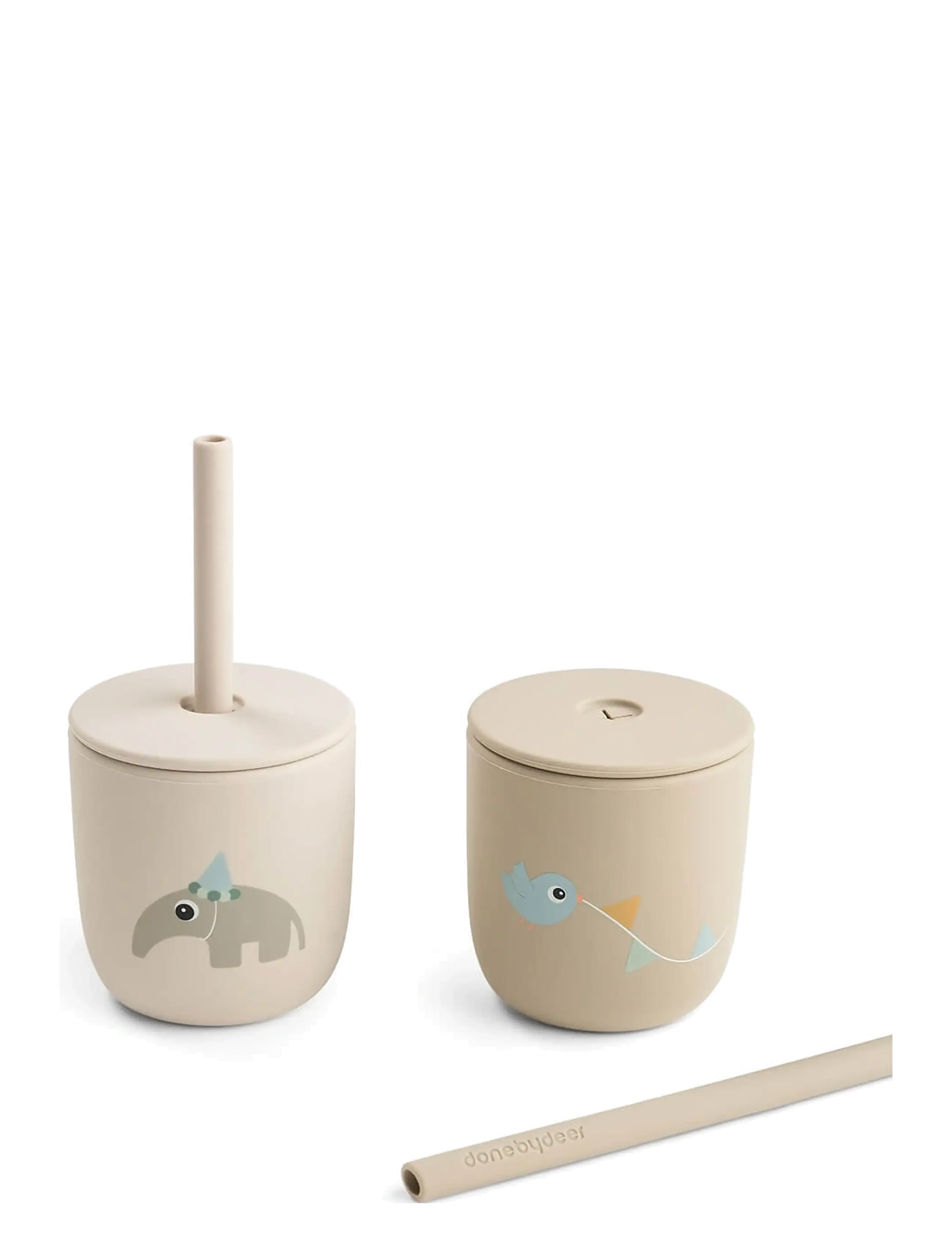 Done by Deer - Silicone straw cup 2-pack Celebration Sand - tassen & becher - sand - 2