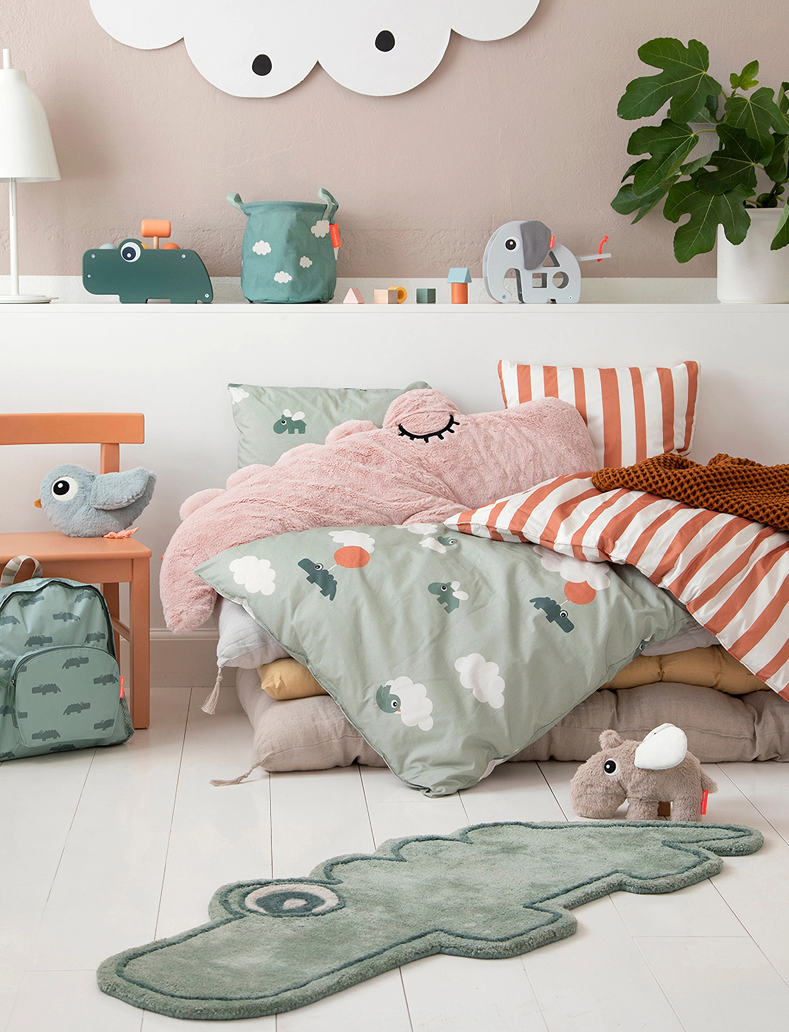Done by Deer - Bedlinen junior DK GOTS Happy clouds Green - green - 2