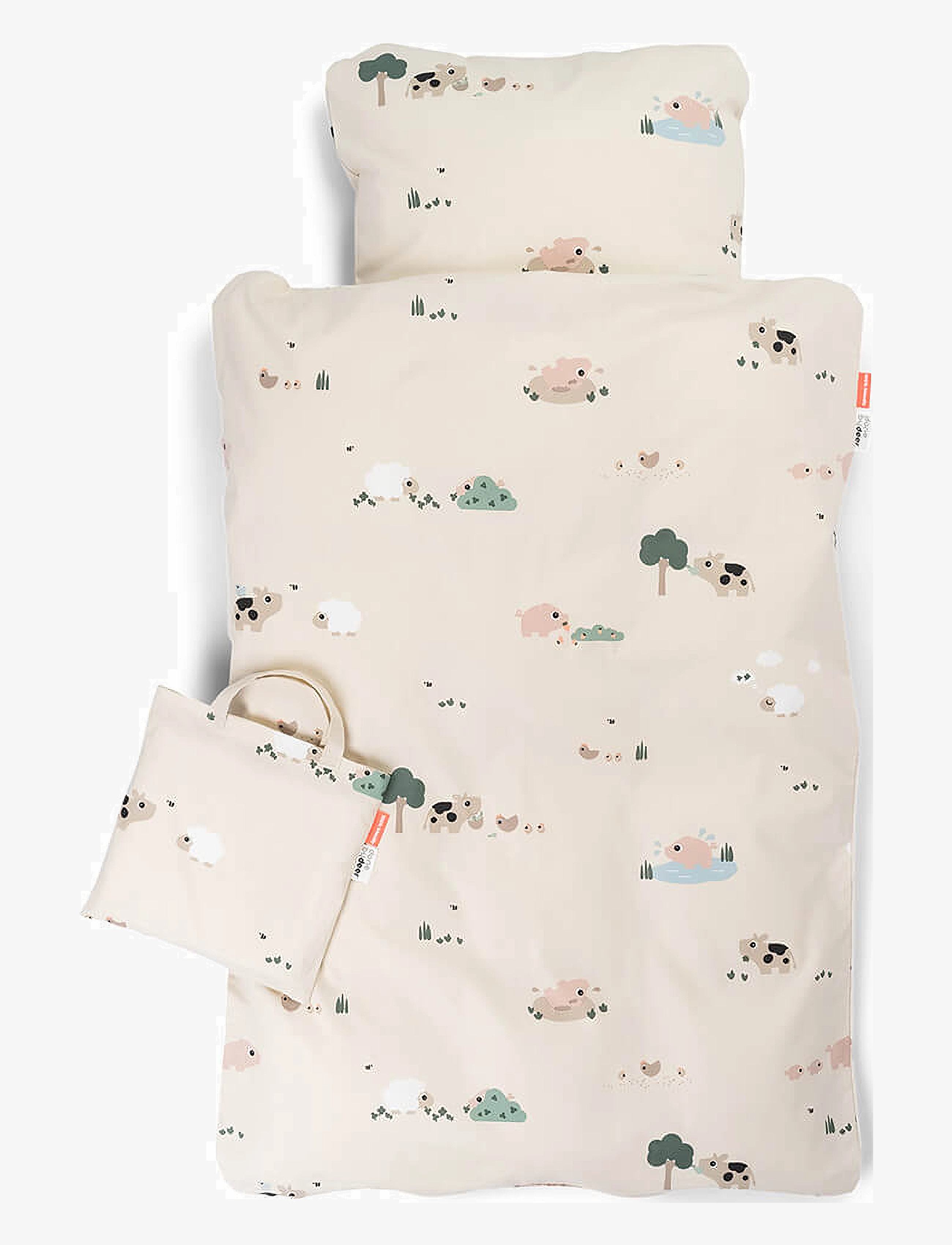 Done by Deer Bedlinen Junior Dk Tiny Farm Sand, DUVET:100X 140 cm/PILLOW:40X 45 cm, Sleep Time, Beige - Bed Sets, Kinder