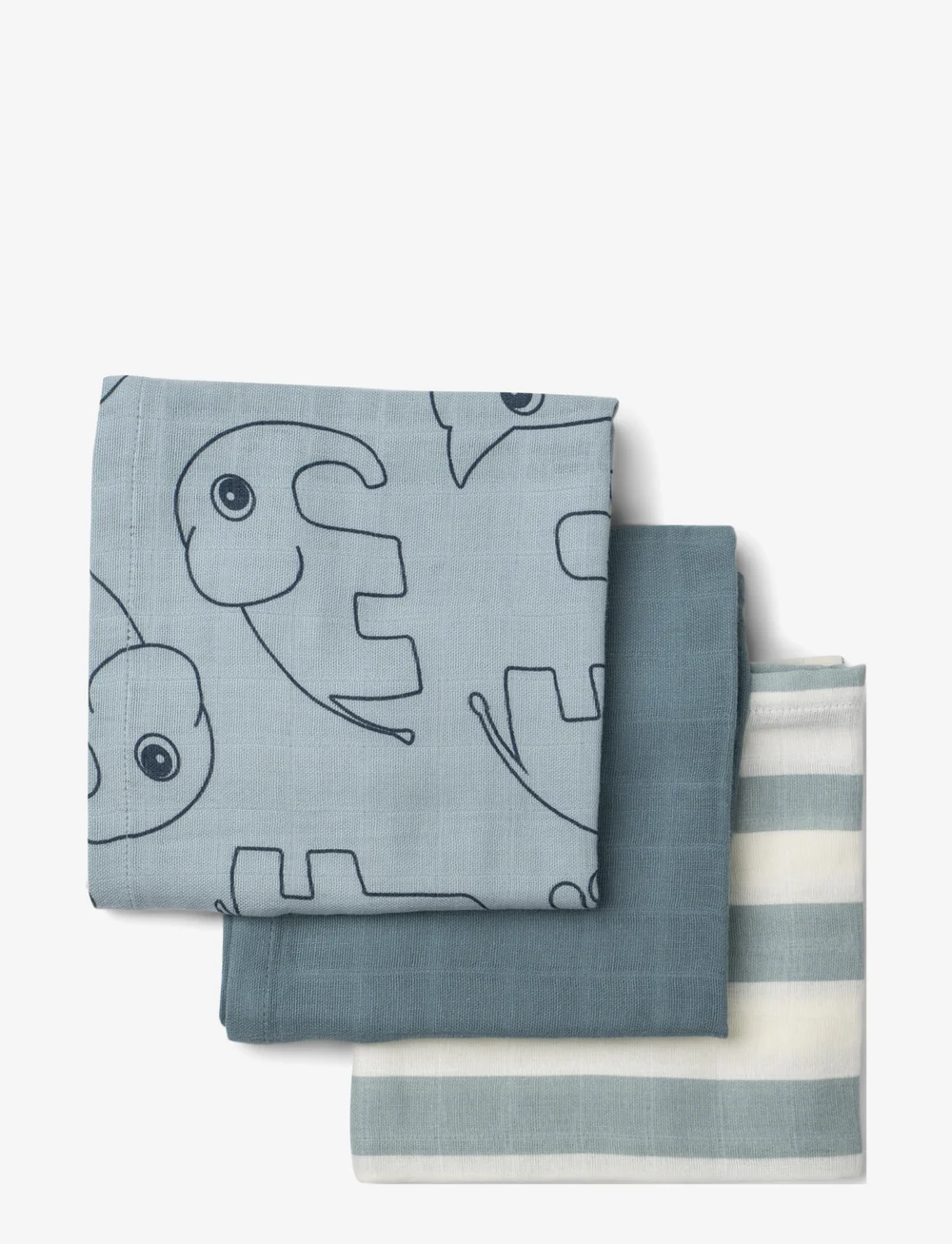 Done by Deer - Burp cloth 3-pack GOTS Deer friends Blue - muslindukar - blue - 1