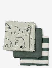 Done by Deer - Burp cloth 3-pack GOTS Deer friends - linges en mousseline - green - 1