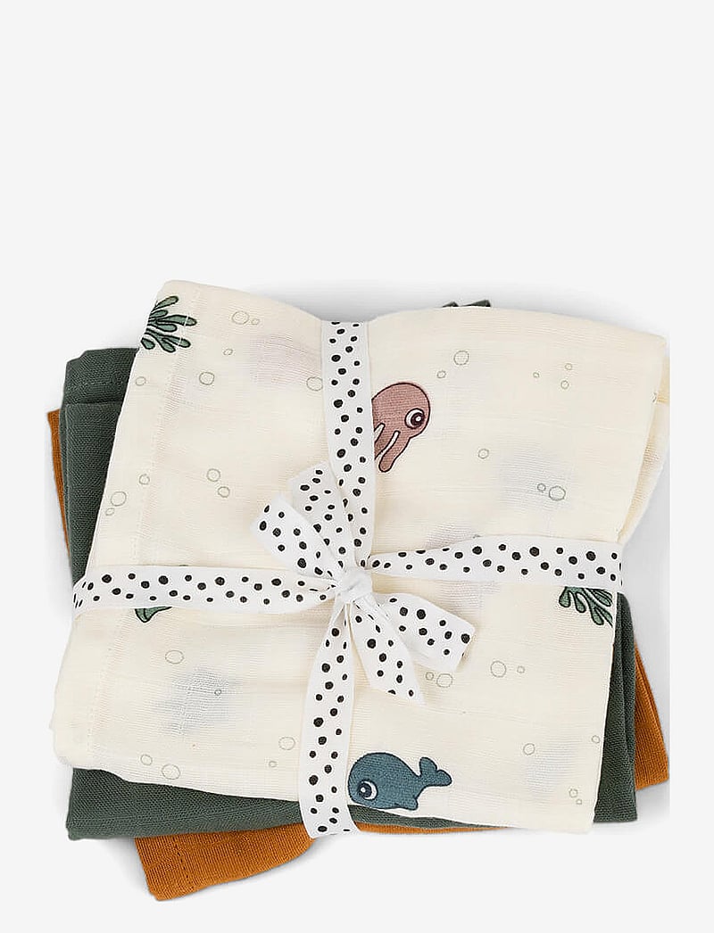 Done by Deer - Burp cloth 3-pack GOTS Sea friends Colour mix - rätikud - colour mix - 0