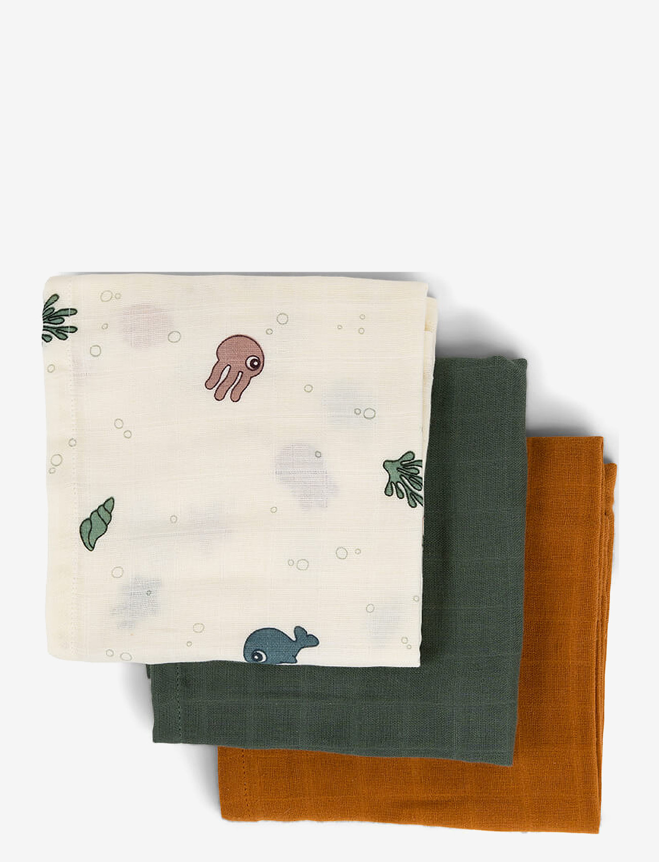 Done by Deer - Burp cloth 3-pack GOTS Sea friends Colour mix - rätikud - colour mix - 1