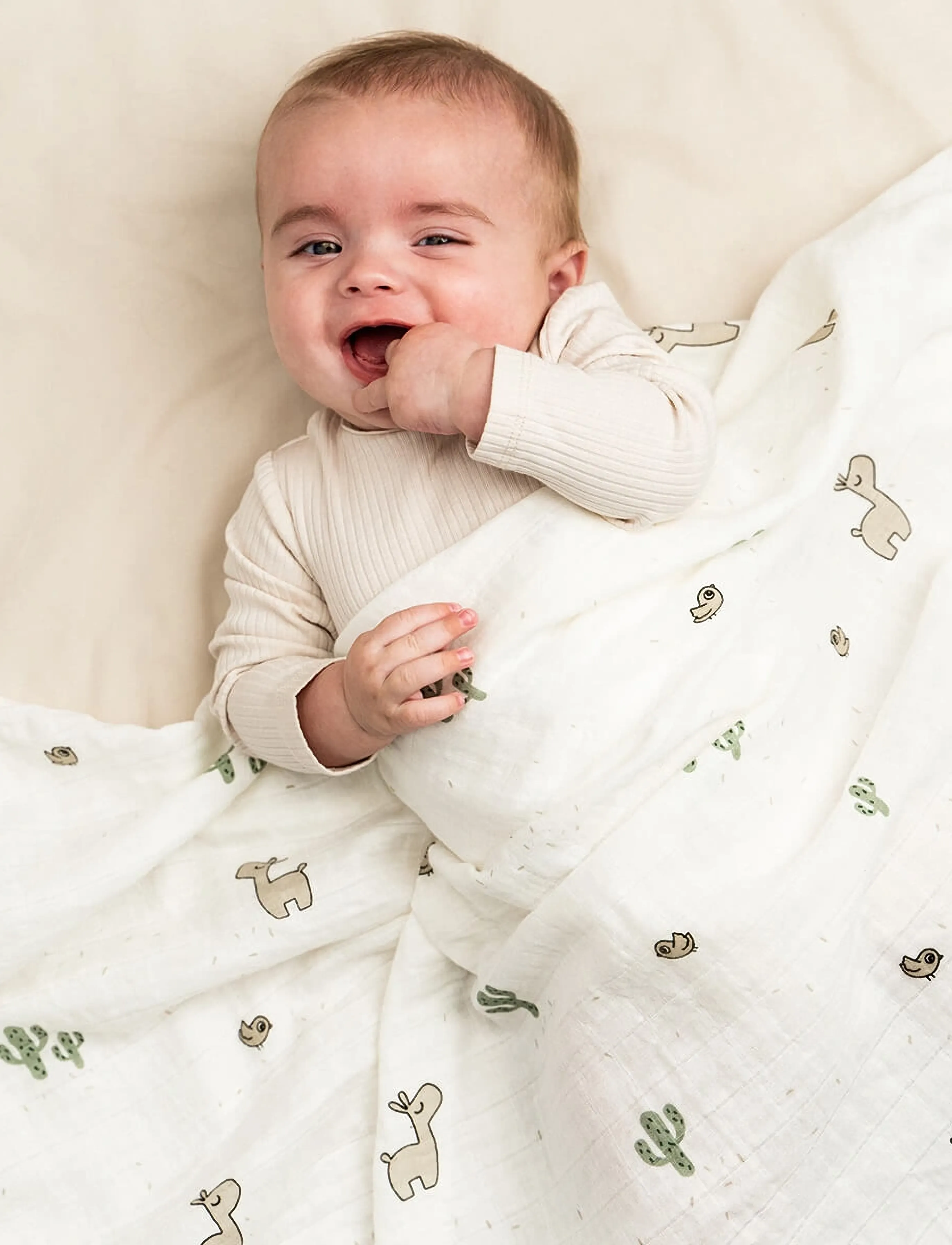 Done by Deer Swaddle Lalee Sand, 120X 120 cm, Muslins, Creme - Muslin Blankets, Kinder