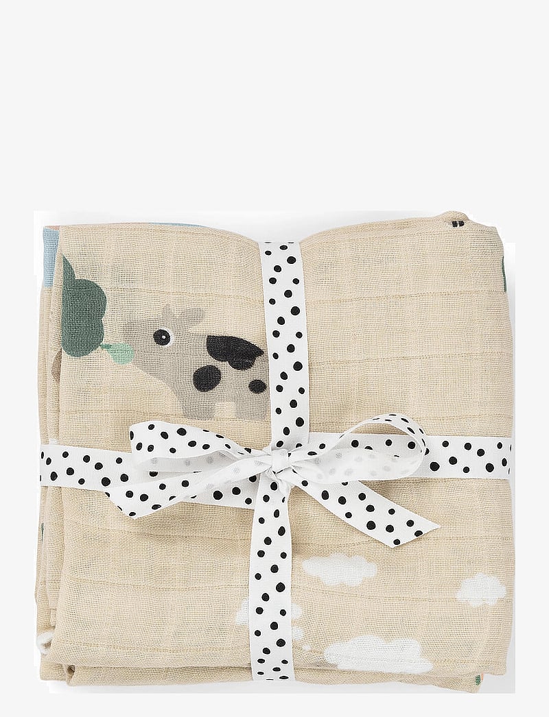 Done by Deer - Burp cloth 2-pack Tiny farm Sand - kocyki dla niemowląt - sand - 0