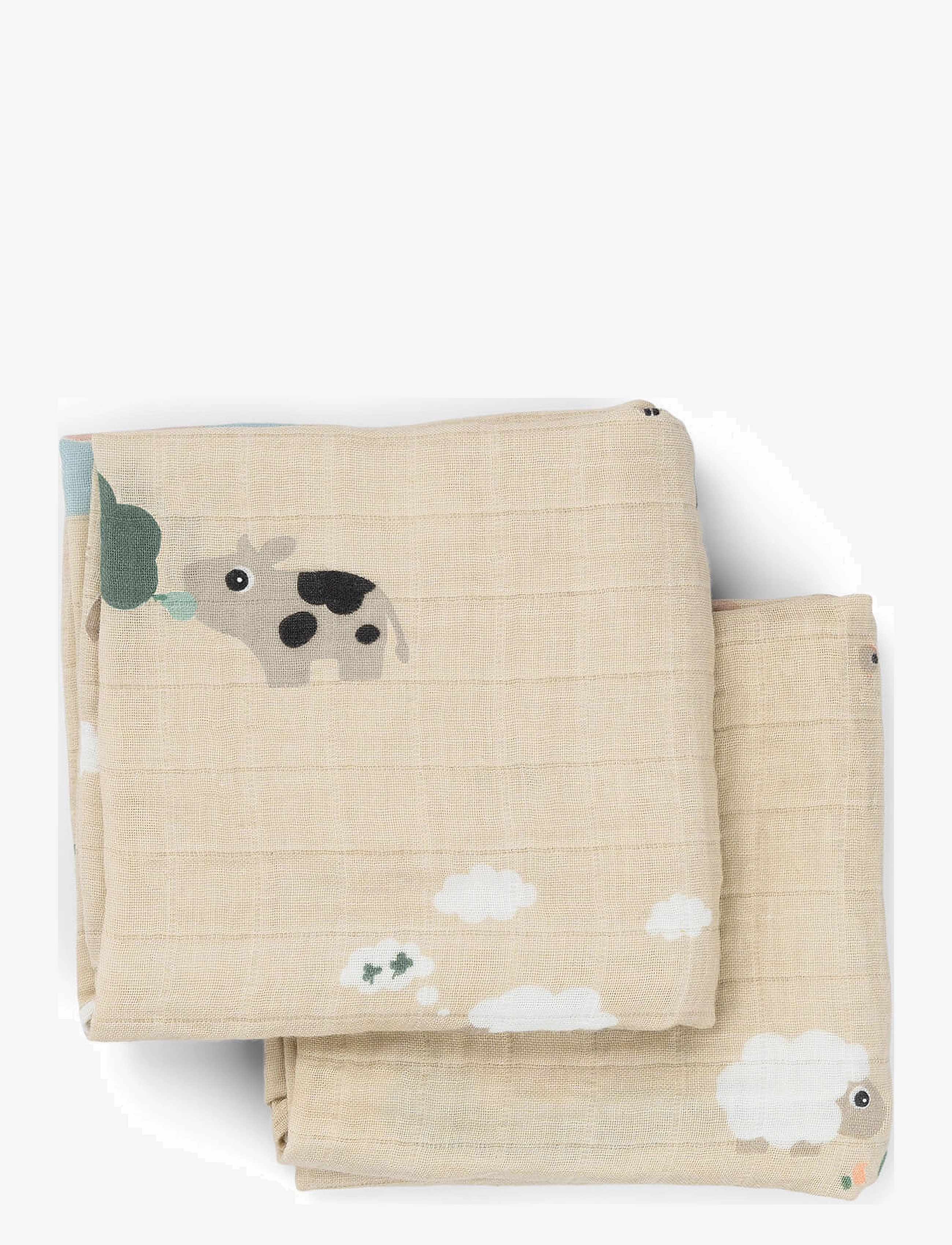 Done by Deer - Burp cloth 2-pack Tiny farm Sand - barnateppi - sand - 1