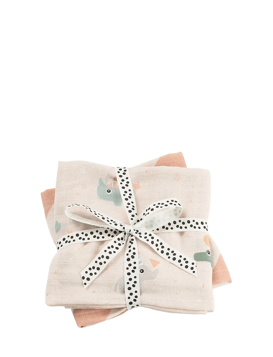 Done by Deer - Burp cloth 2-pack Celebration Powder - mulltücher - powder - 0