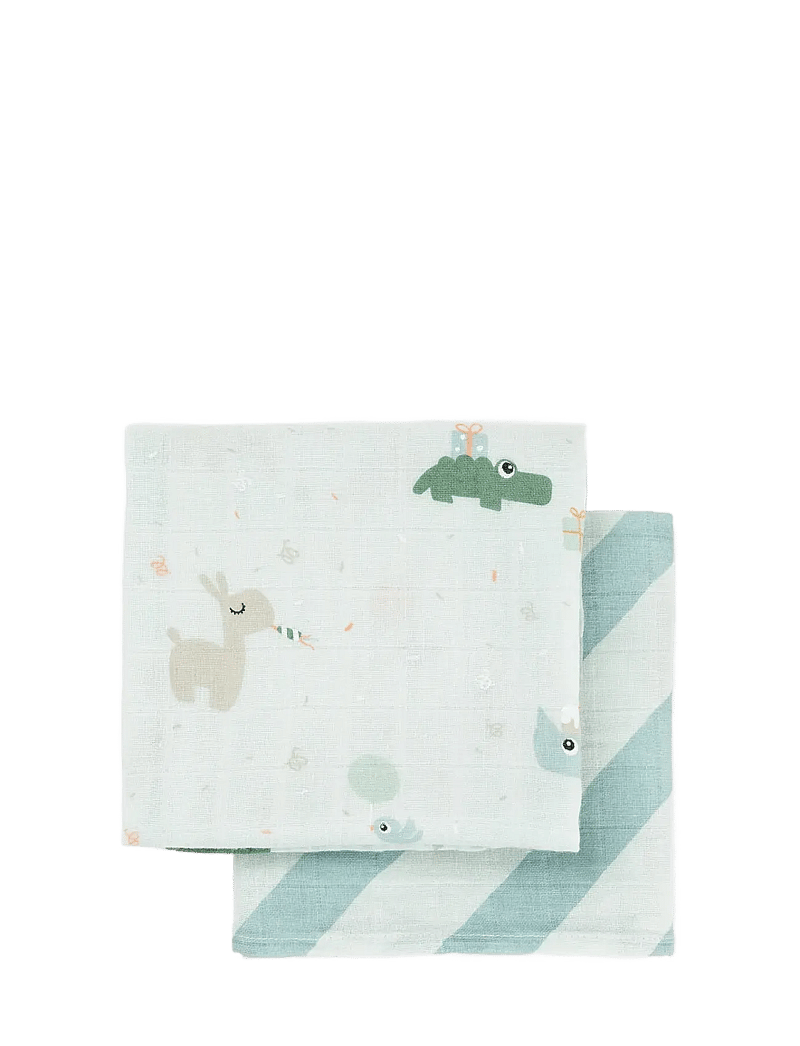 Done by Deer - Burp cloth 2-pack Celebration Blue - muslindukar - blue - 1