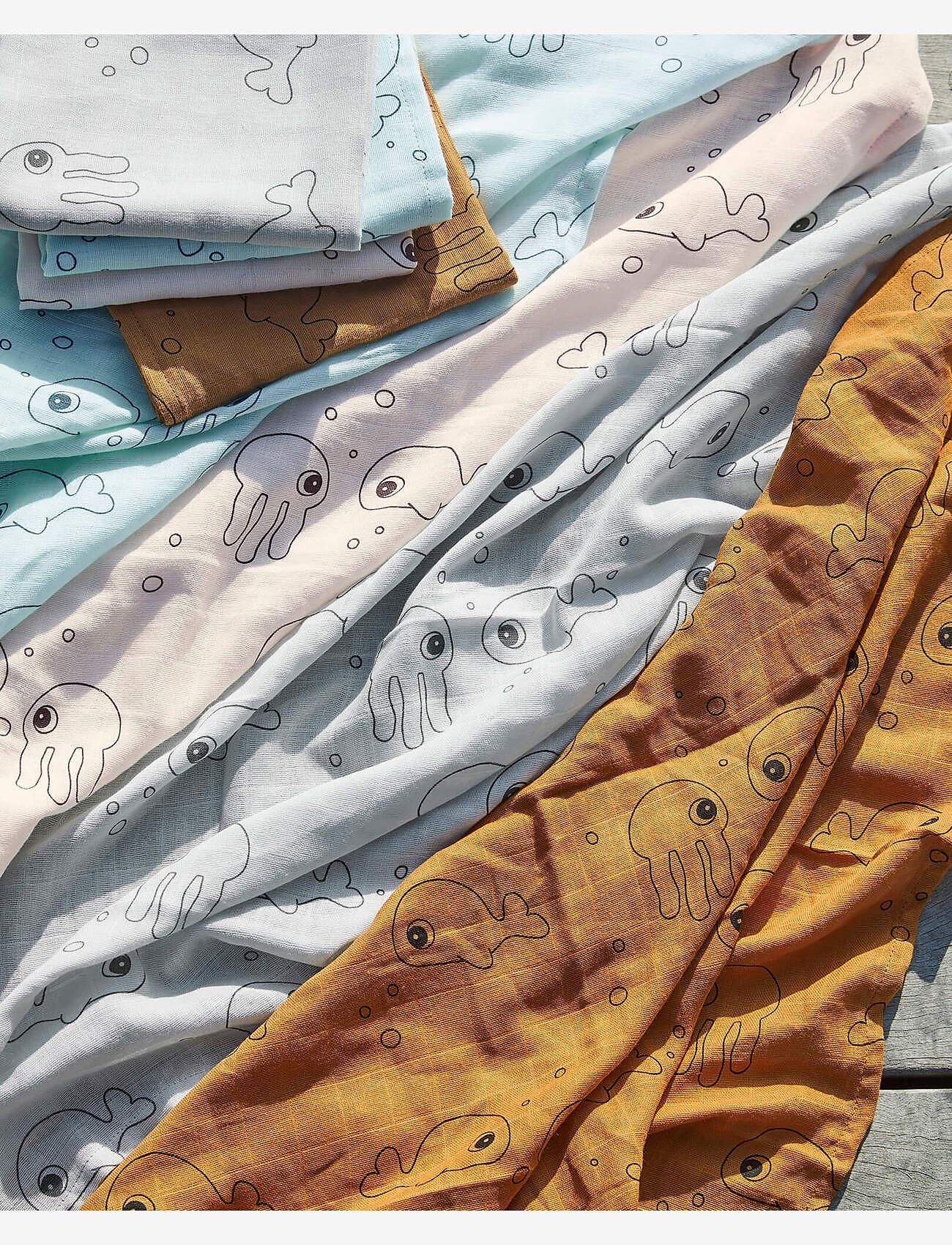 Done by Deer - Swaddle 2-pack Sea friends Powder - musliinist tekid - powder - 1