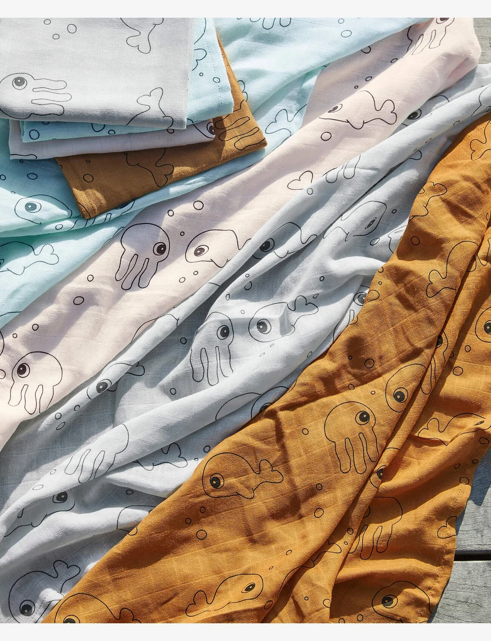 Done by Deer - Swaddle 2-pack Sea friends Powder - muslinfiltar - powder - 1