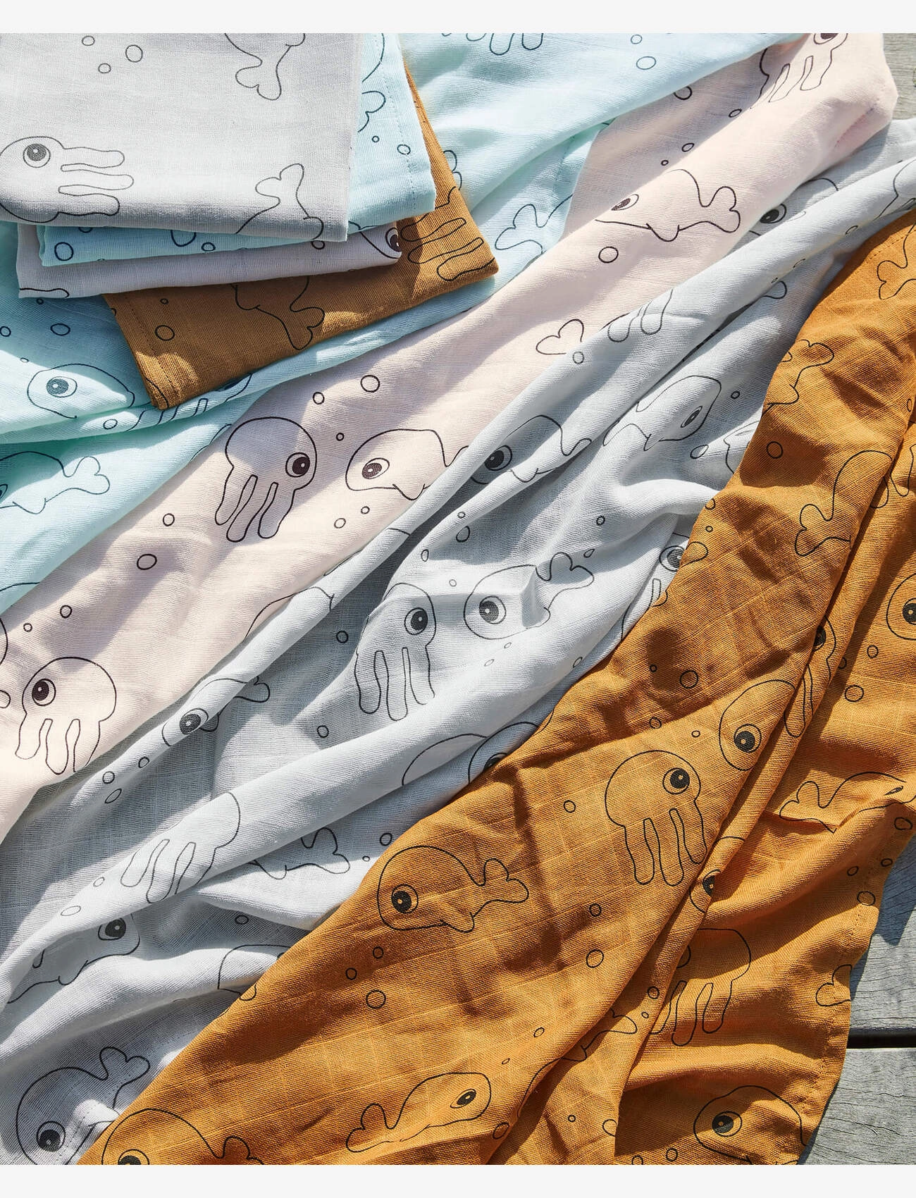 Done by Deer - Swaddle 2-pack Sea friends Powder - muslin blankets - powder - 1