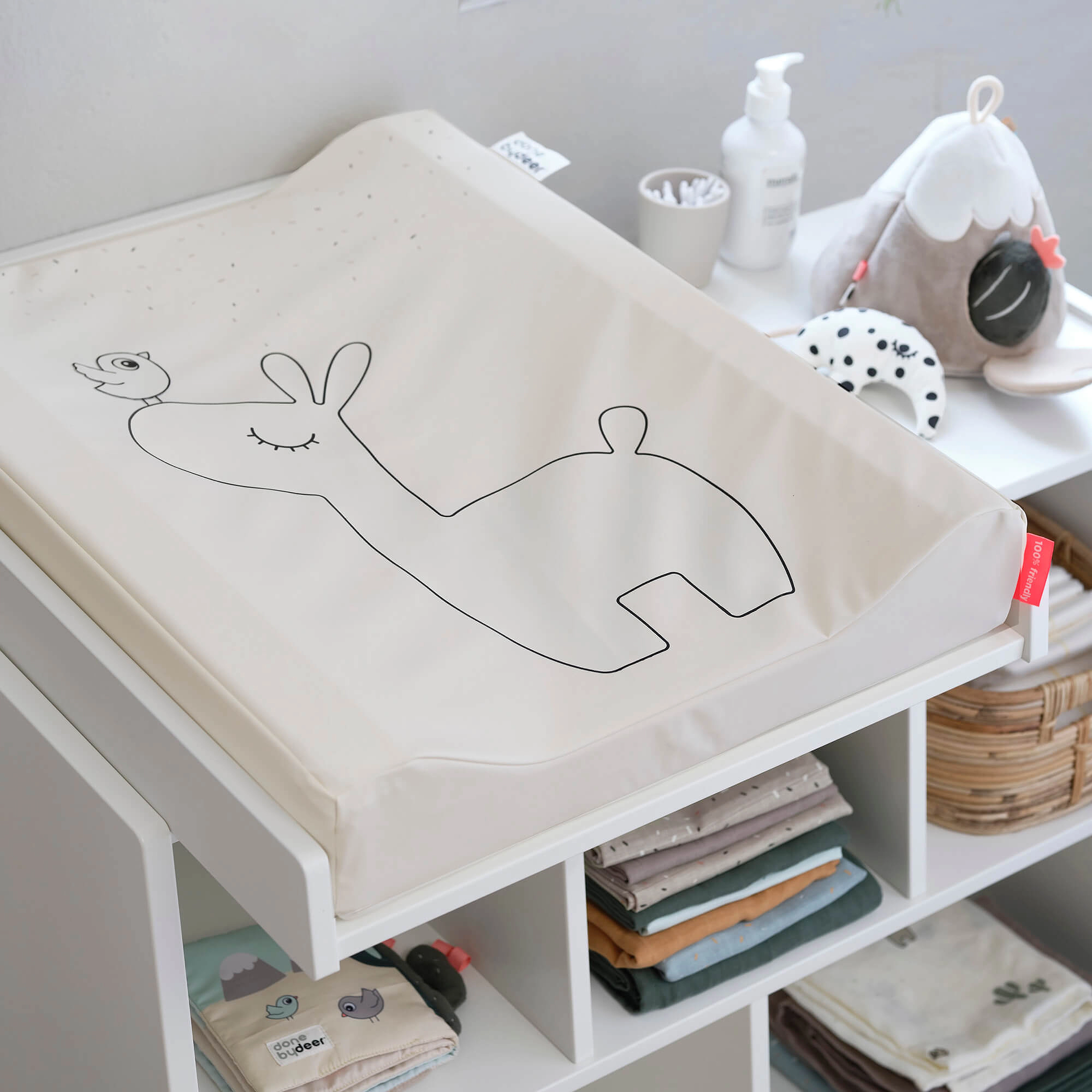 Done by Deer Changing Pad Easy Wipe Lalee Sand, Børn, Puslepude, Cream, Str: 50X 65X 10CM