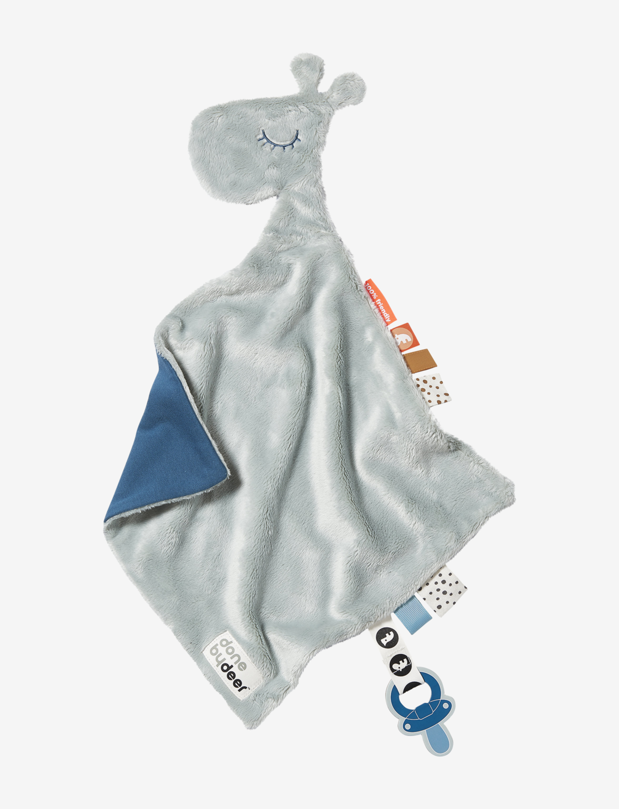 Done by Deer Comfort Blanket Raffi Blue, 30X 30 cm, Pacifiers & Accessories, Blau - Pacifier Clips, Kinder