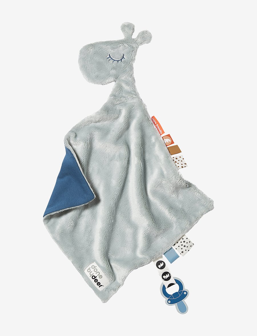Done by Deer - Comfort blanket Raffi Blue - schmusetuch - blue - 0
