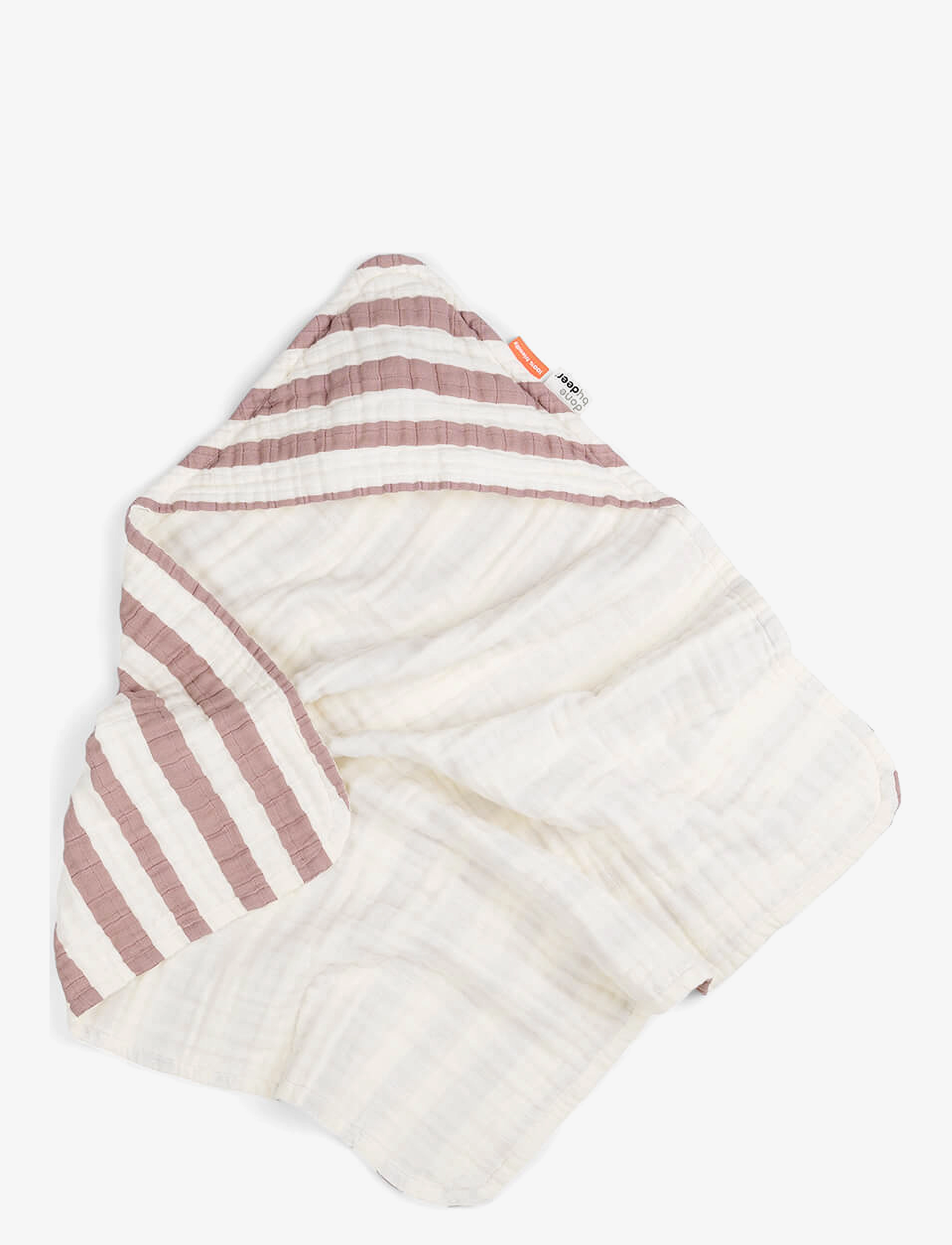Done by Deer - Hooded towel GOTS Stripes - powder - 0