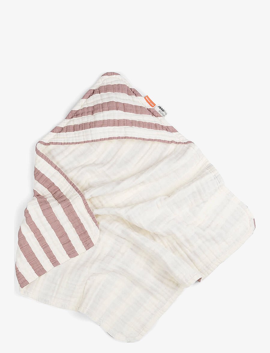 Done by Deer - Hooded towel GOTS Stripes - powder - 0