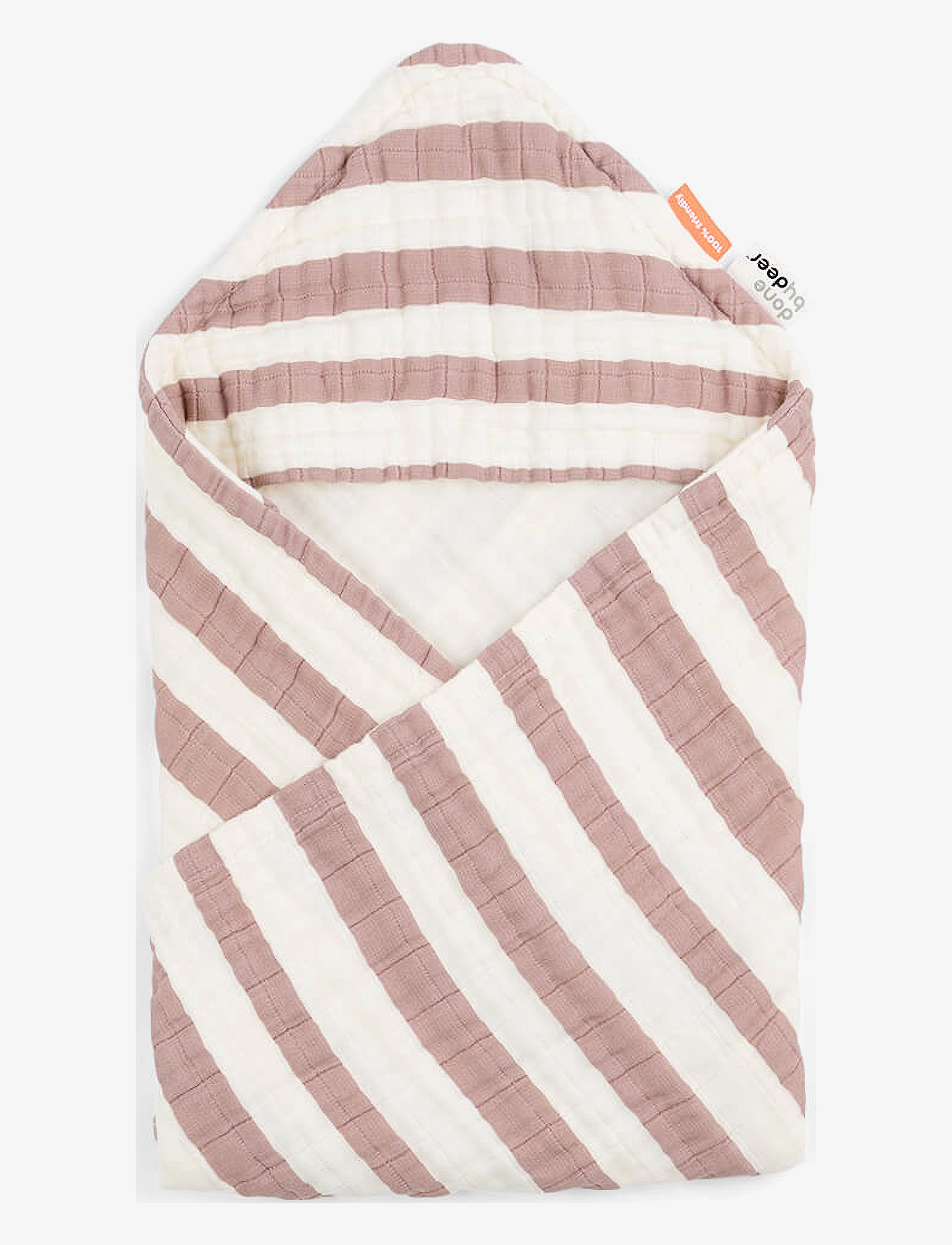 Done by Deer - Hooded towel GOTS Stripes - powder - 1