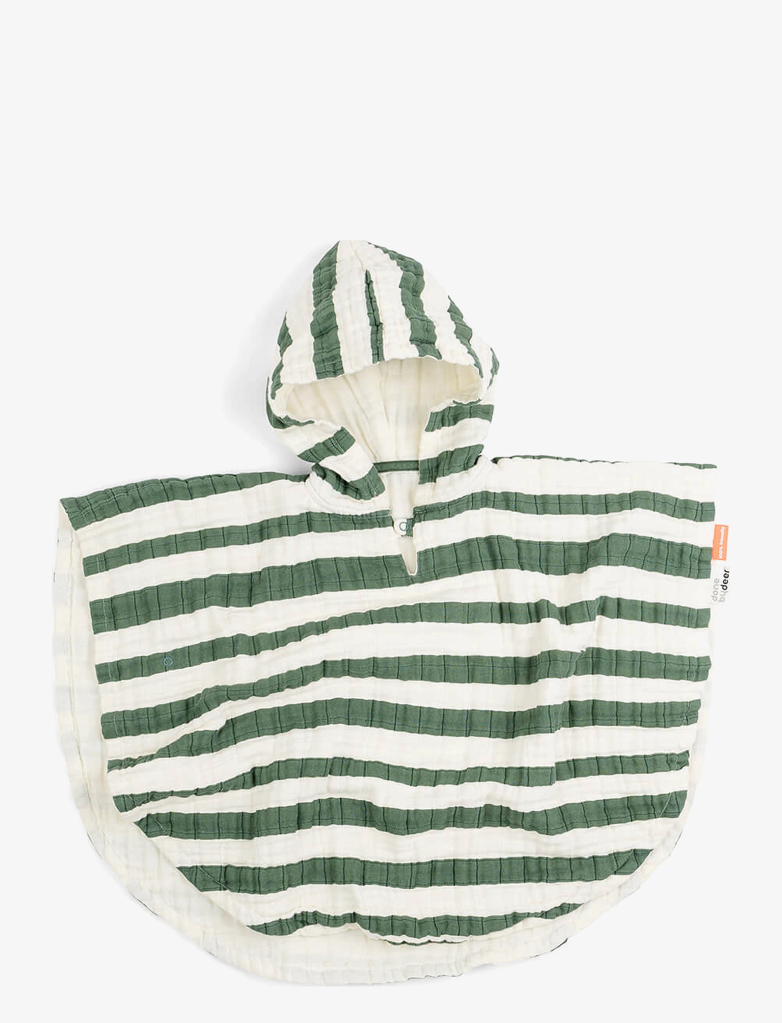 Done by Deer Bath Poncho Gots Stripes Green, One Size.LENGTH:50 cm, Time, Grün - Poncho, Kinder