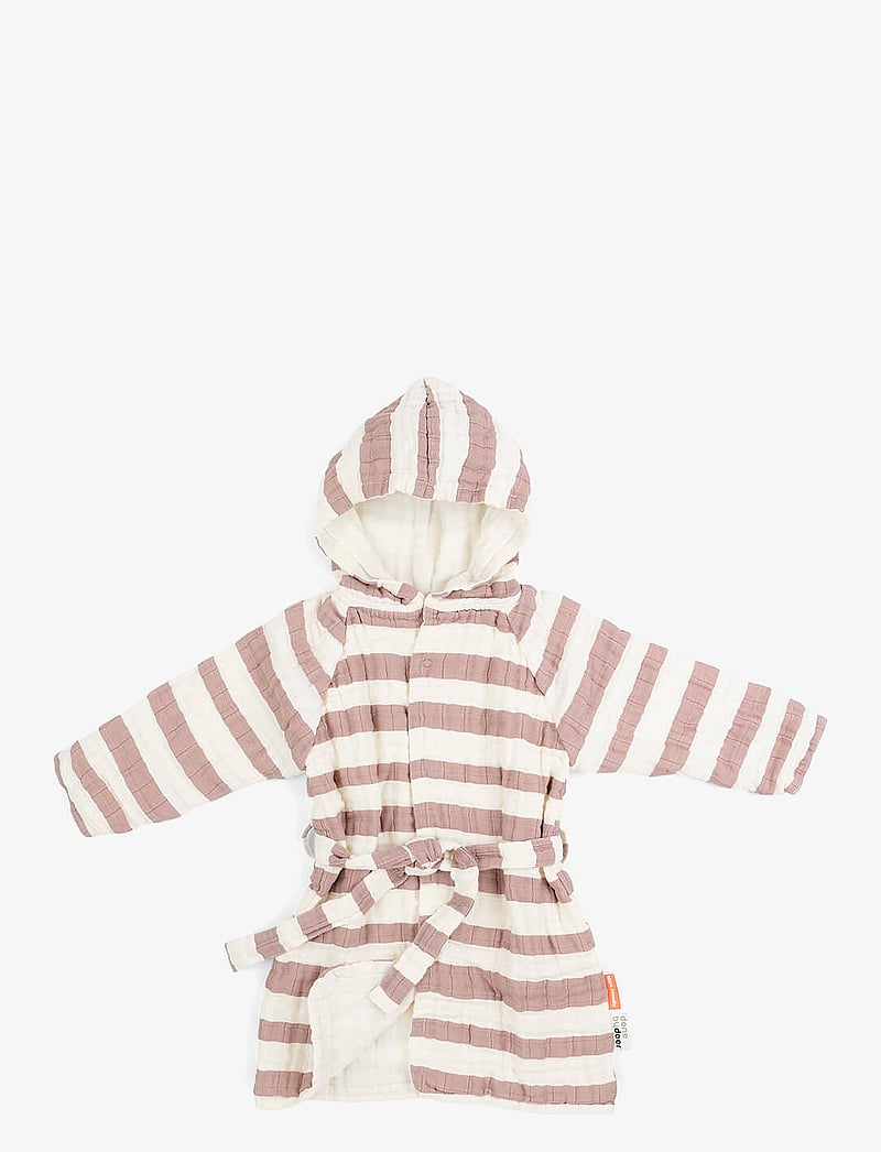 Done by Deer - Bathrobe GOTS Stripes Powder 3-4Y - badekåber - powder - 0
