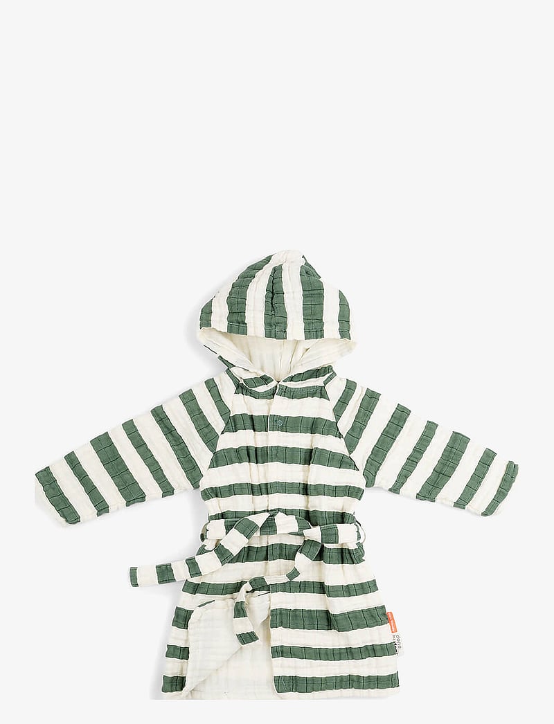 Done by Deer - Bathrobe GOTS Stripes Green 3-4Y - bathrobes - green - 0
