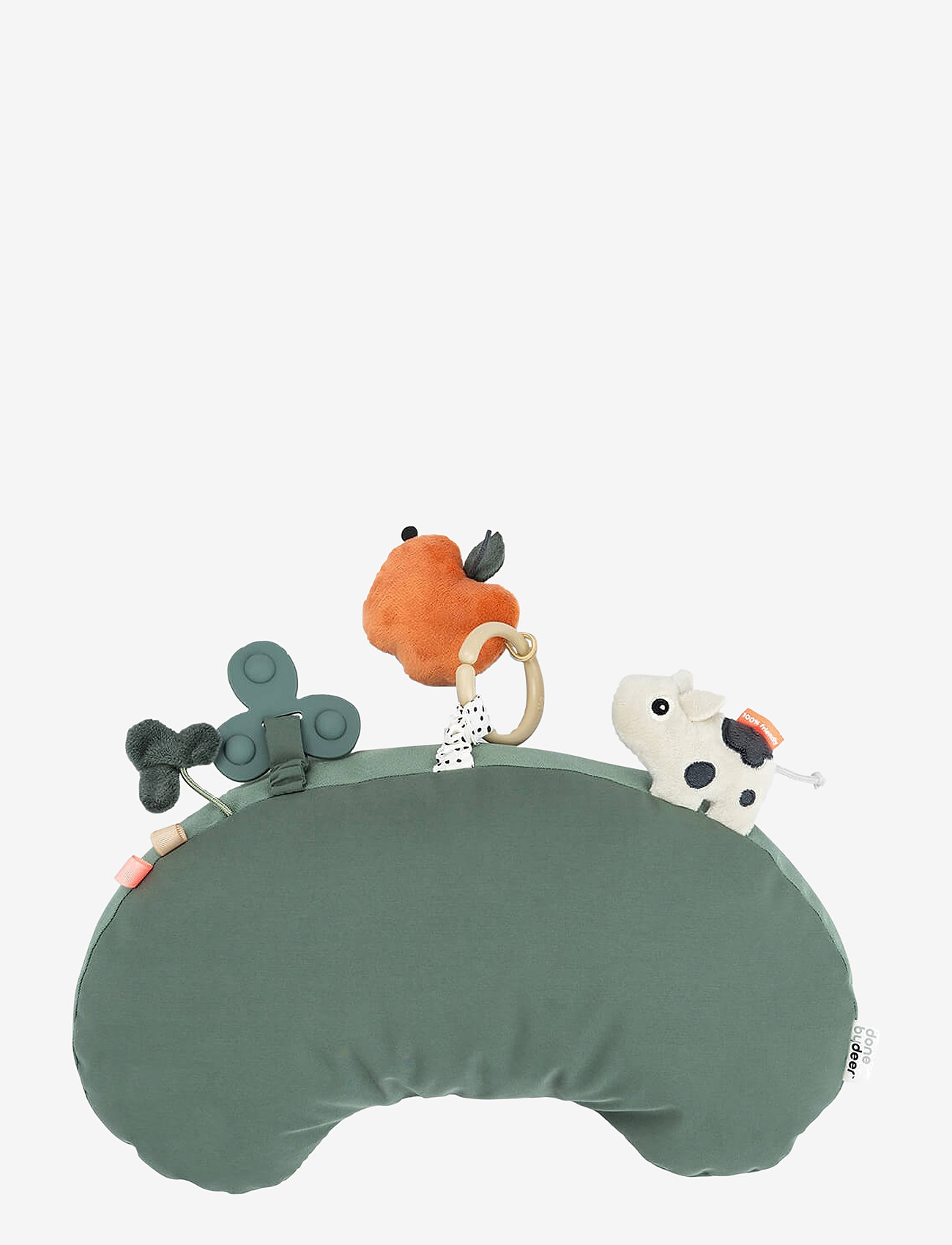 Done by Deer - Tummy time activity pillow Tiny farm Green - babylegetøj - green - 1