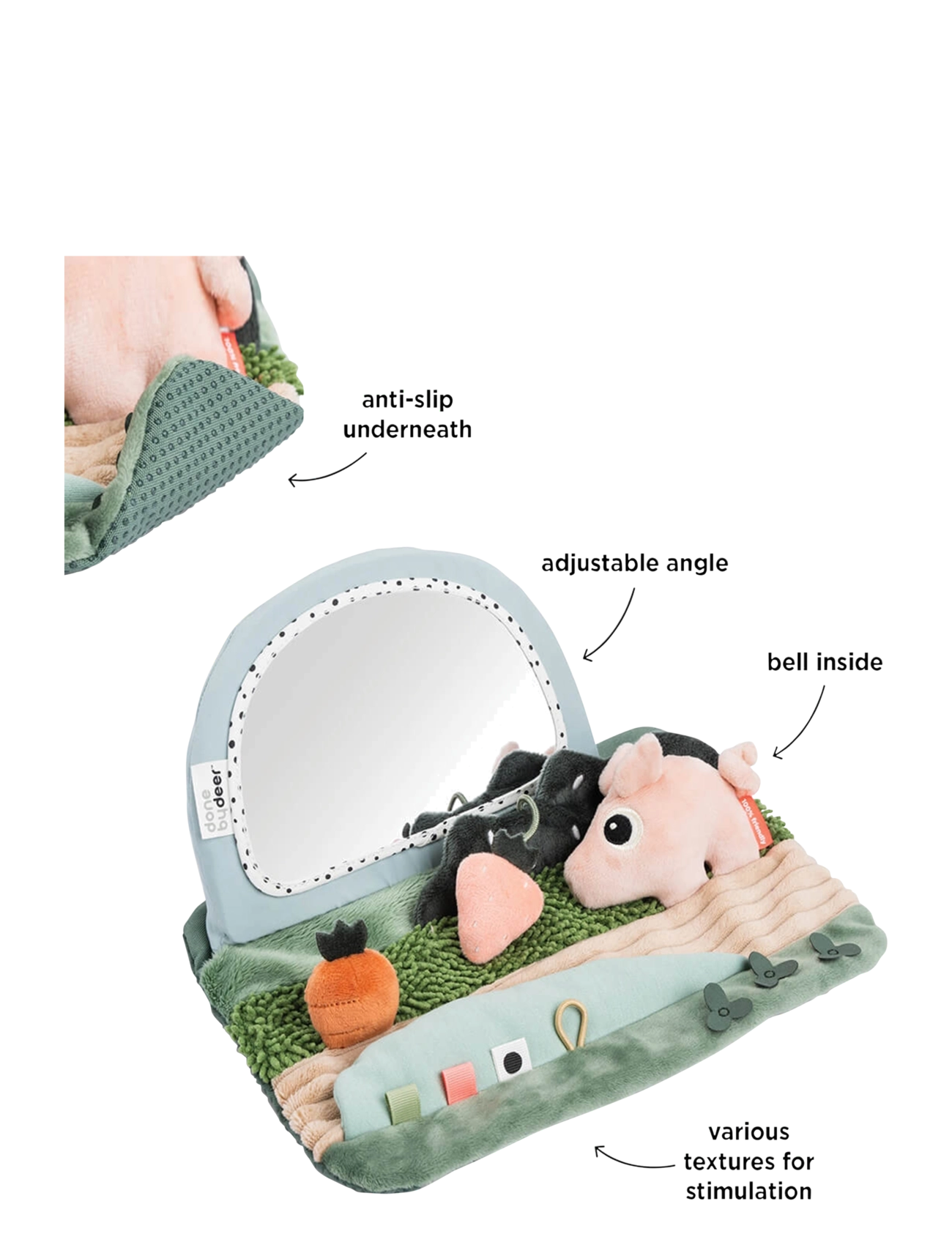 Done by Deer - Tummy time sensory mirror Tiny farm Colour mix - spielbögen & spielmatten - colour mix - 2