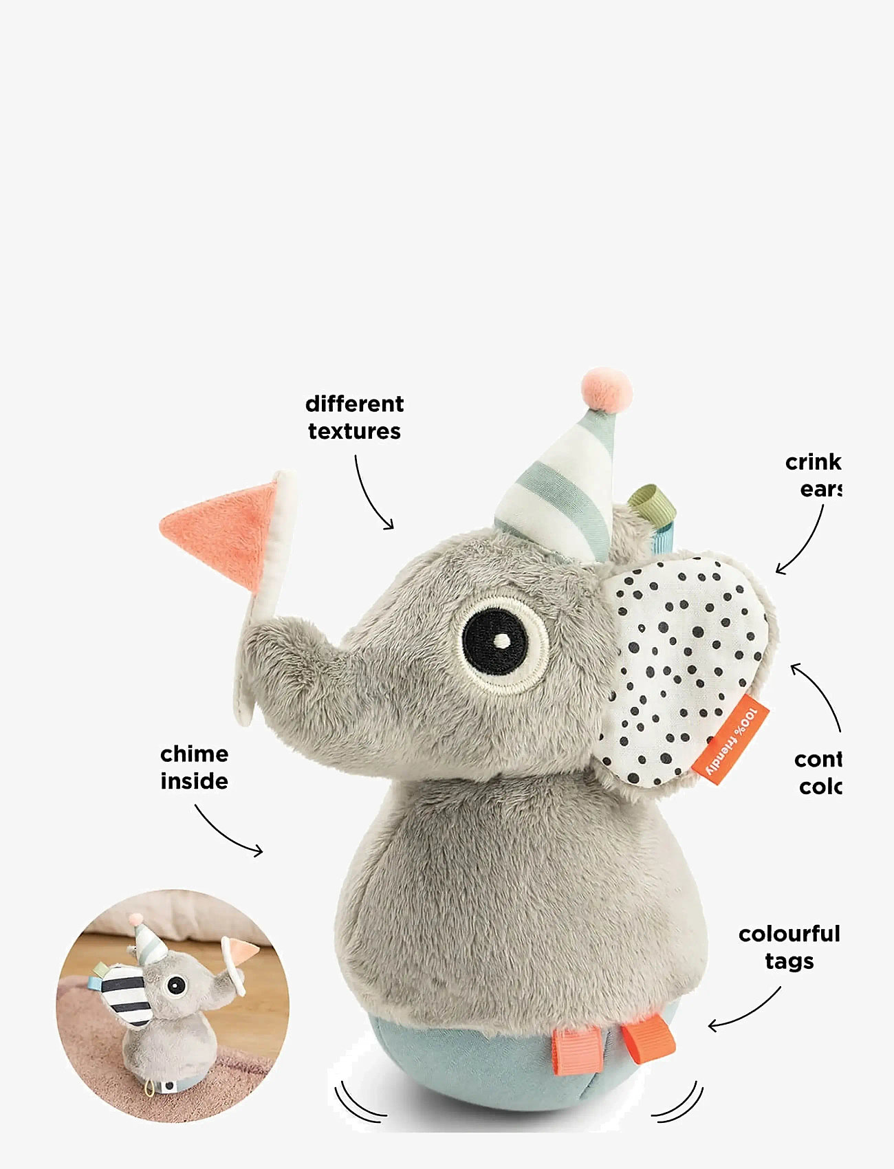 Done by Deer - Tumbler activity toy Elphee Colour mix - musical plush toys - colour mix - 2