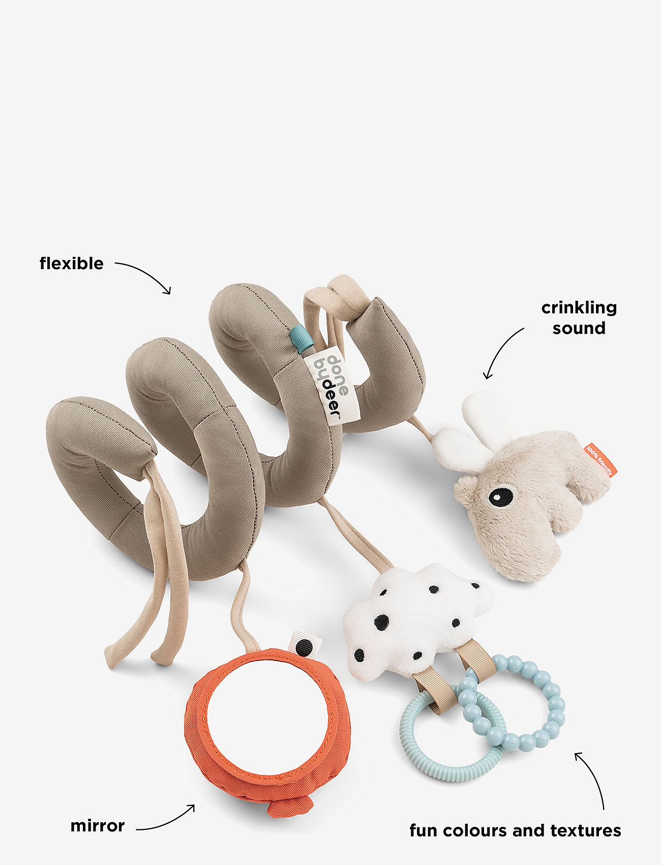 Done by Deer - Activity spiral Happy clouds Sand - stroller toys - sand - 1