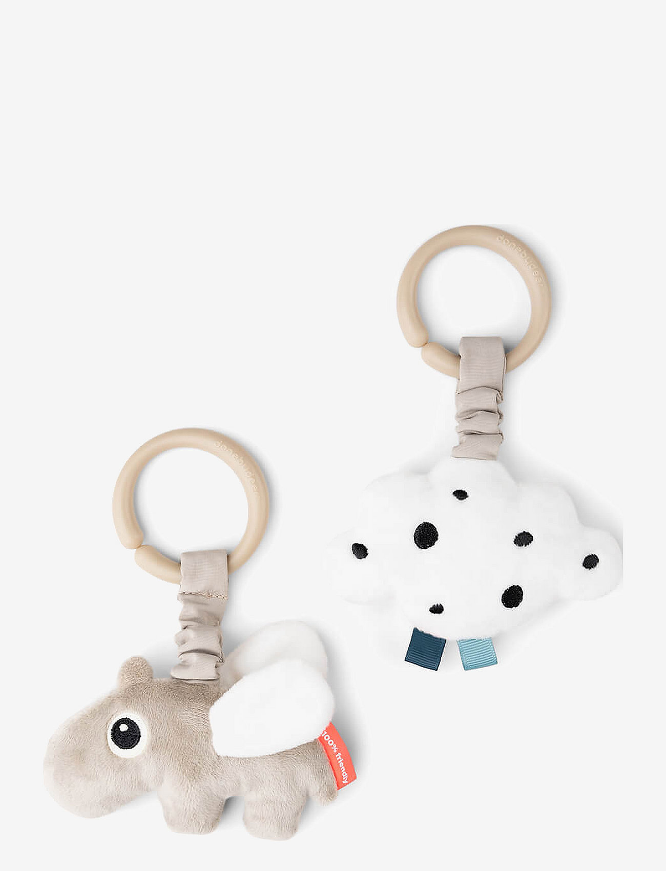Done by Deer - Hanging activity toy 2 pcs Happy clouds Sand - interaktivt legetøj - sand - 1