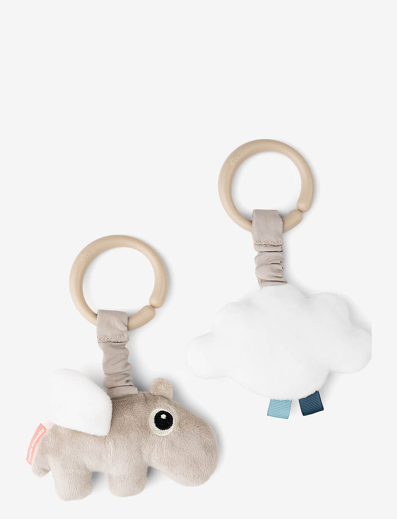 Done by Deer - Hanging activity toy 2 pcs Happy clouds Sand - interaktivt legetøj - sand - 2