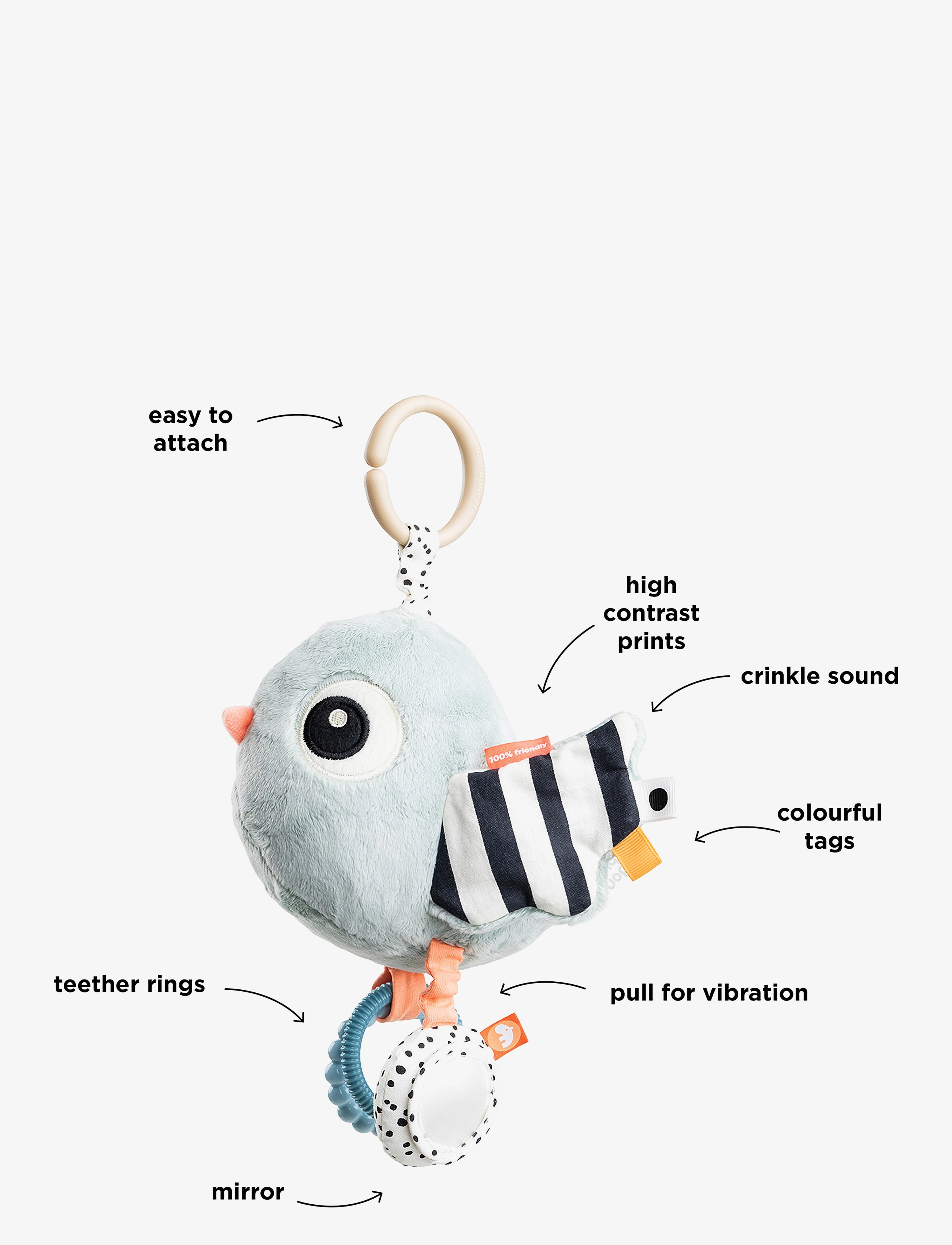 Done by Deer - Activity sensory toy Birdee Blue - interactive toys - blue - 3