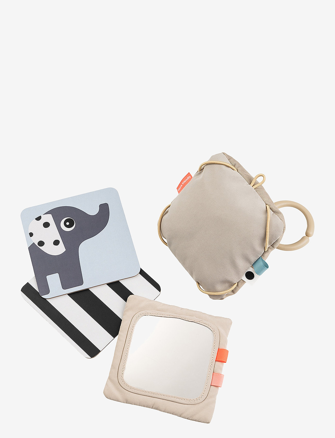 Done by Deer - Baby contrast card holder Deer friends Sand - interaktiva leksaker - sand - 1