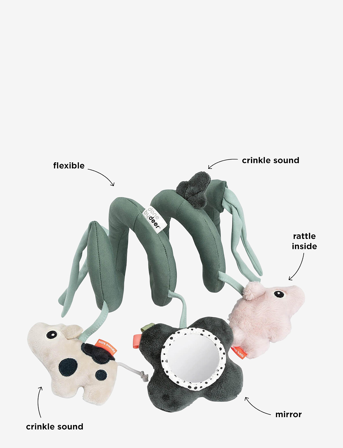 Done by Deer - Activity spiral Tiny farm Green - stroller toys - green - 3