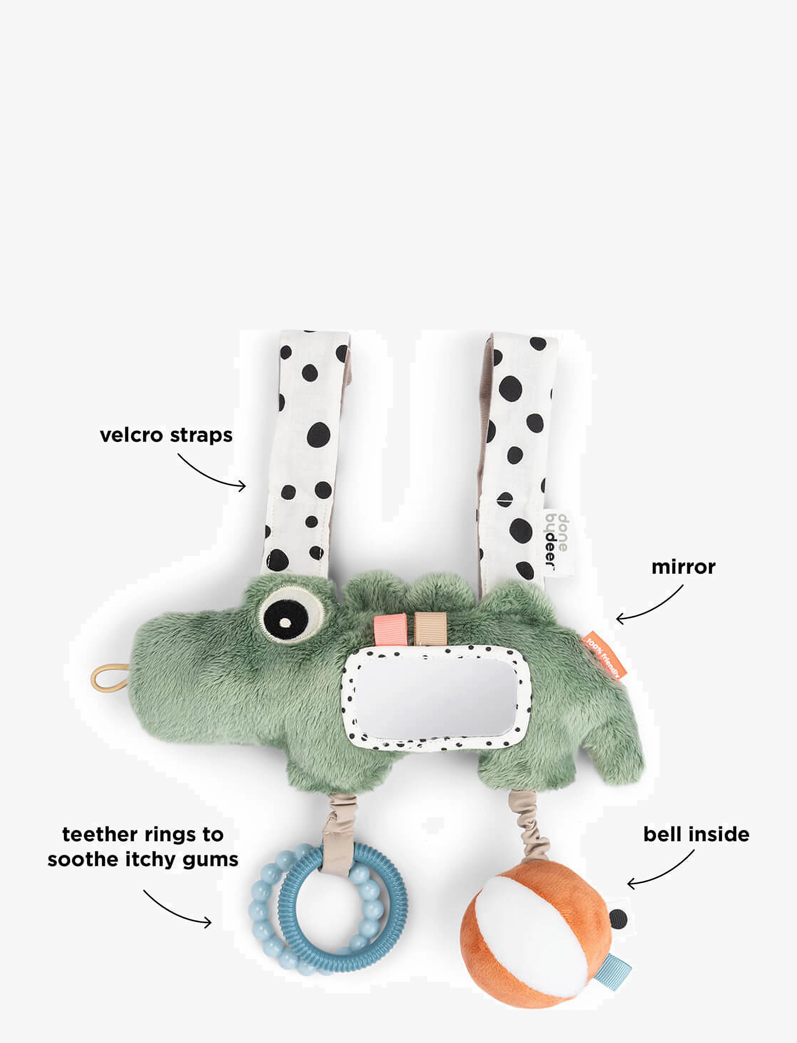 Done by Deer - Hanging activity toy Croco Green - kinderwagen-spielzeug - green - 2