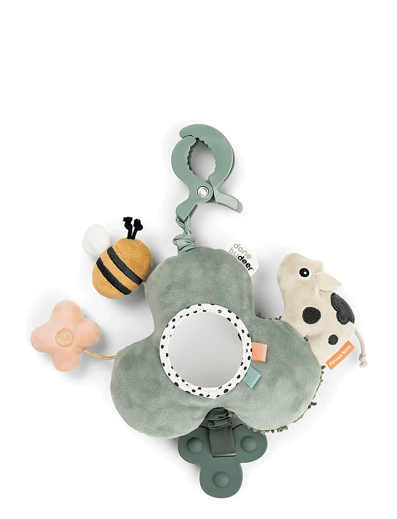Done by Deer - Activity mirror w/clip Tiny farm Green - motoorsete oskuste mänguasjad - green - 1