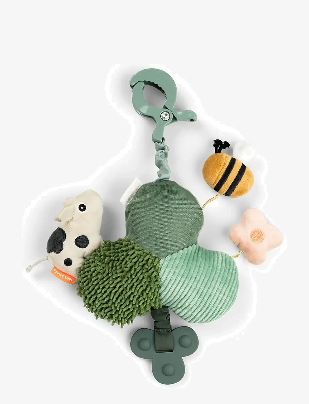 Done by Deer - Activity mirror w/clip Tiny farm Green - motoriklegetøj - green - 2
