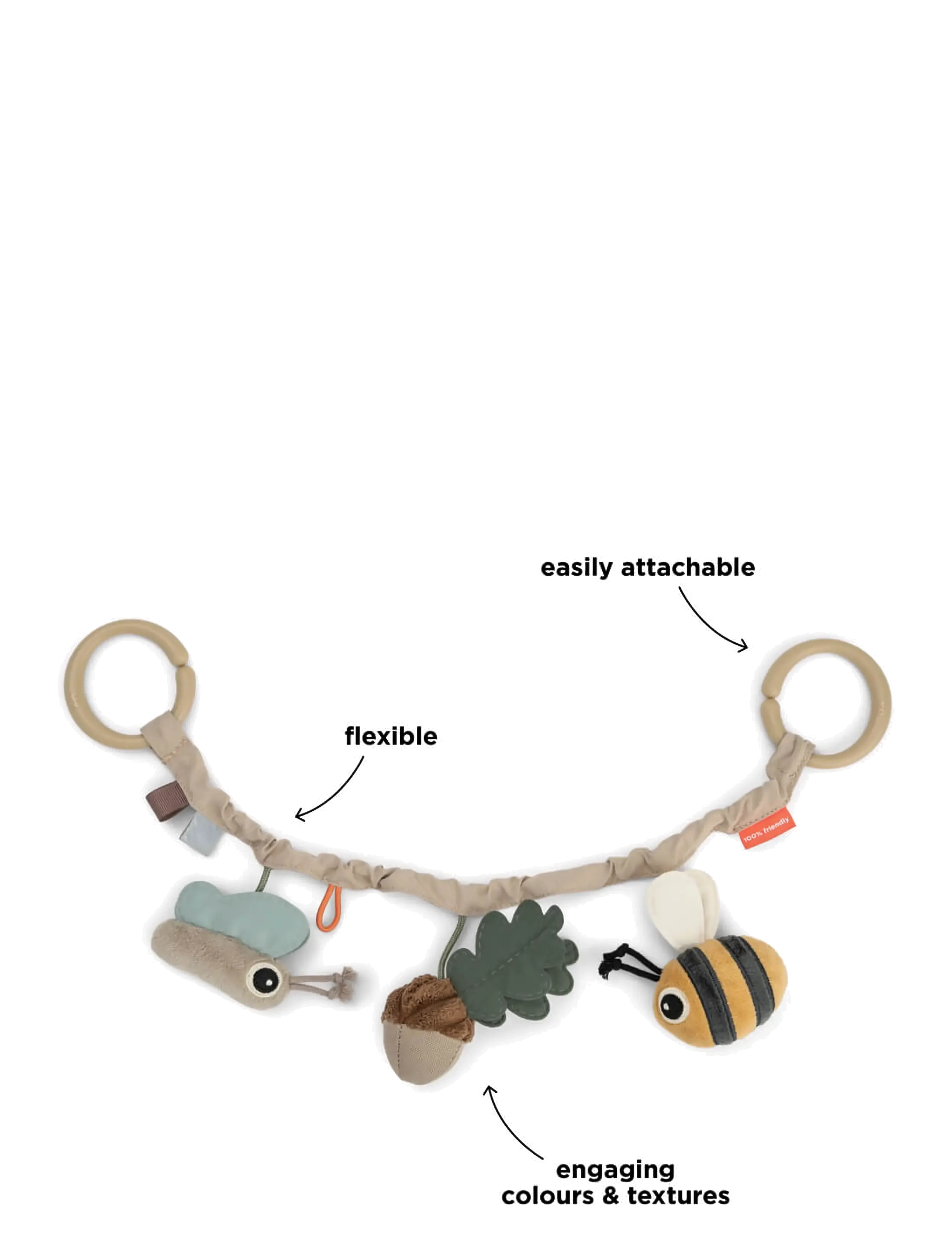 Done by Deer Pram Toy Tiny Trails Sand, Kinder,,,Beige Gr.44X 9.5CM