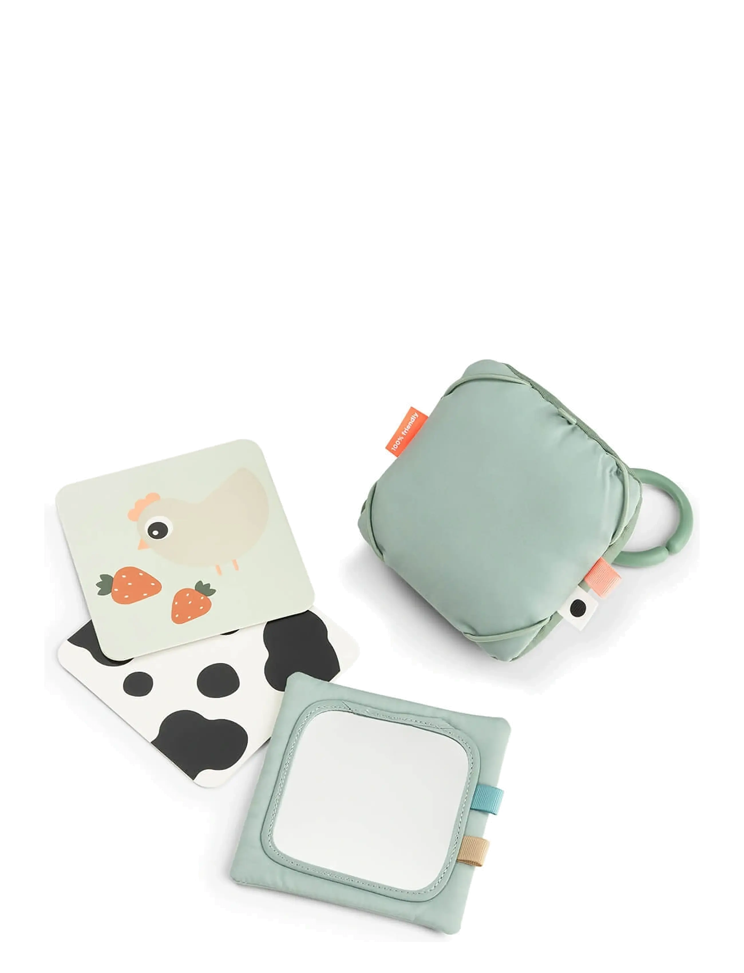 Done by Deer Baby Contrast Card Holder Tiny Farm Green, 11.5X 11.5 cm, Educational Spielzeug, Mehrfarbig/gemustert - Interactive Kinder