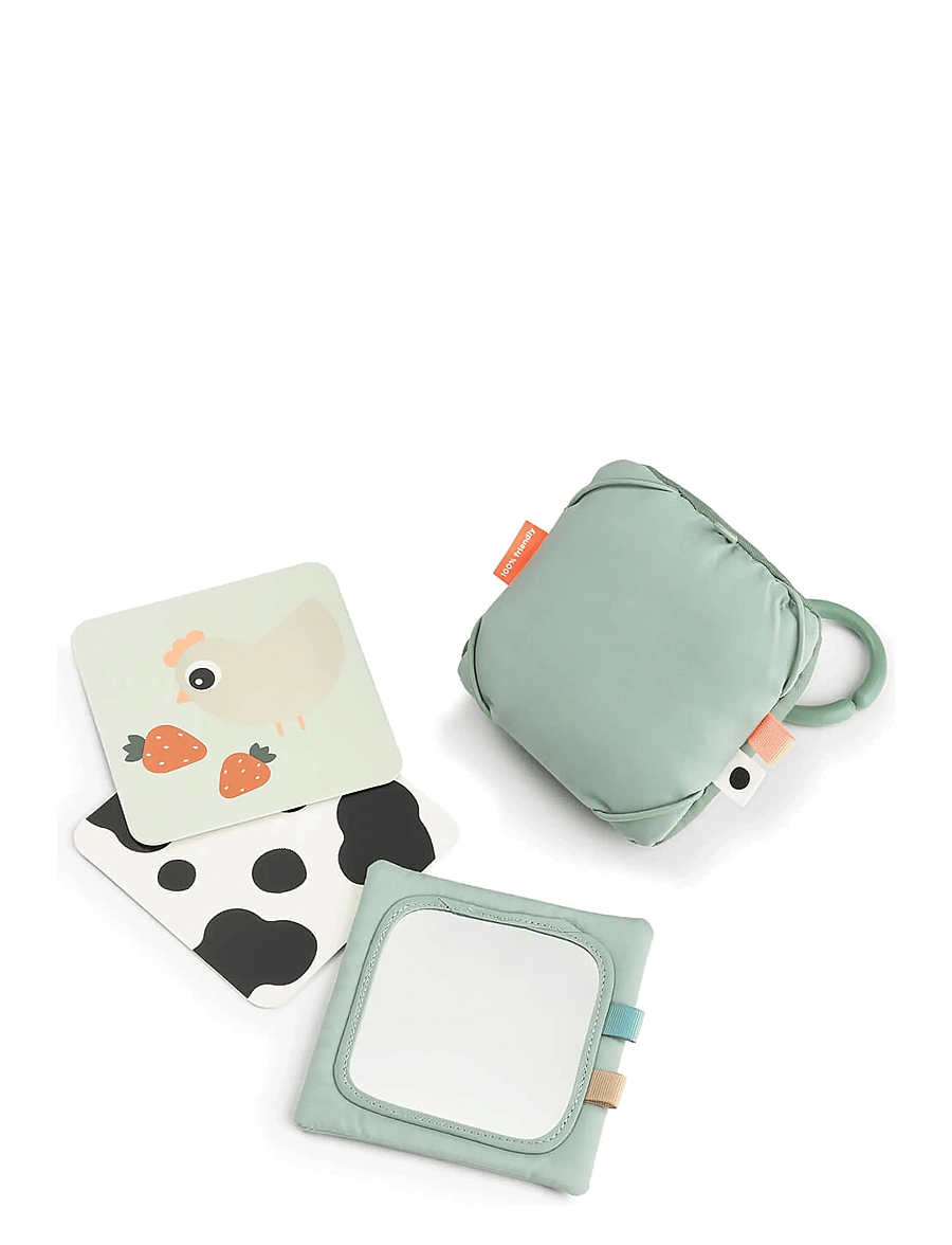 Done by Deer - Baby contrast card holder Tiny farm Green - interaktives spielzeug - green - 1