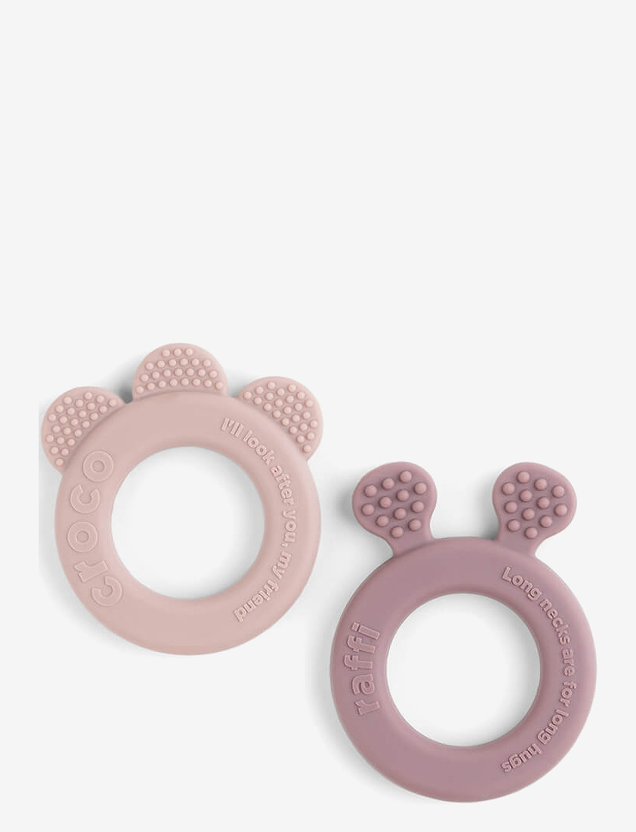 DONE BY DEER Teether 2-Pack Deer Friends Powder Pink - RAFFI:9X 7X 1CM.CROCO:8X 7X 1CM - Kinder