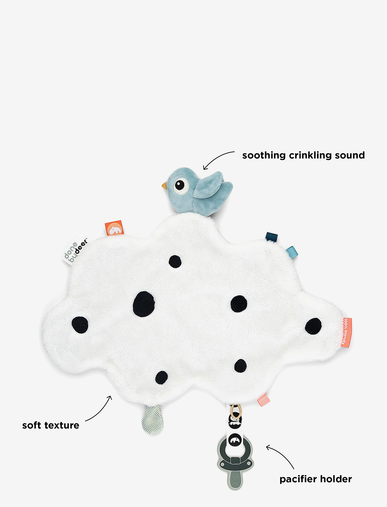 Done by Deer - Comfort blanket Happy clouds Blue - snuttefiltar - blue - 3