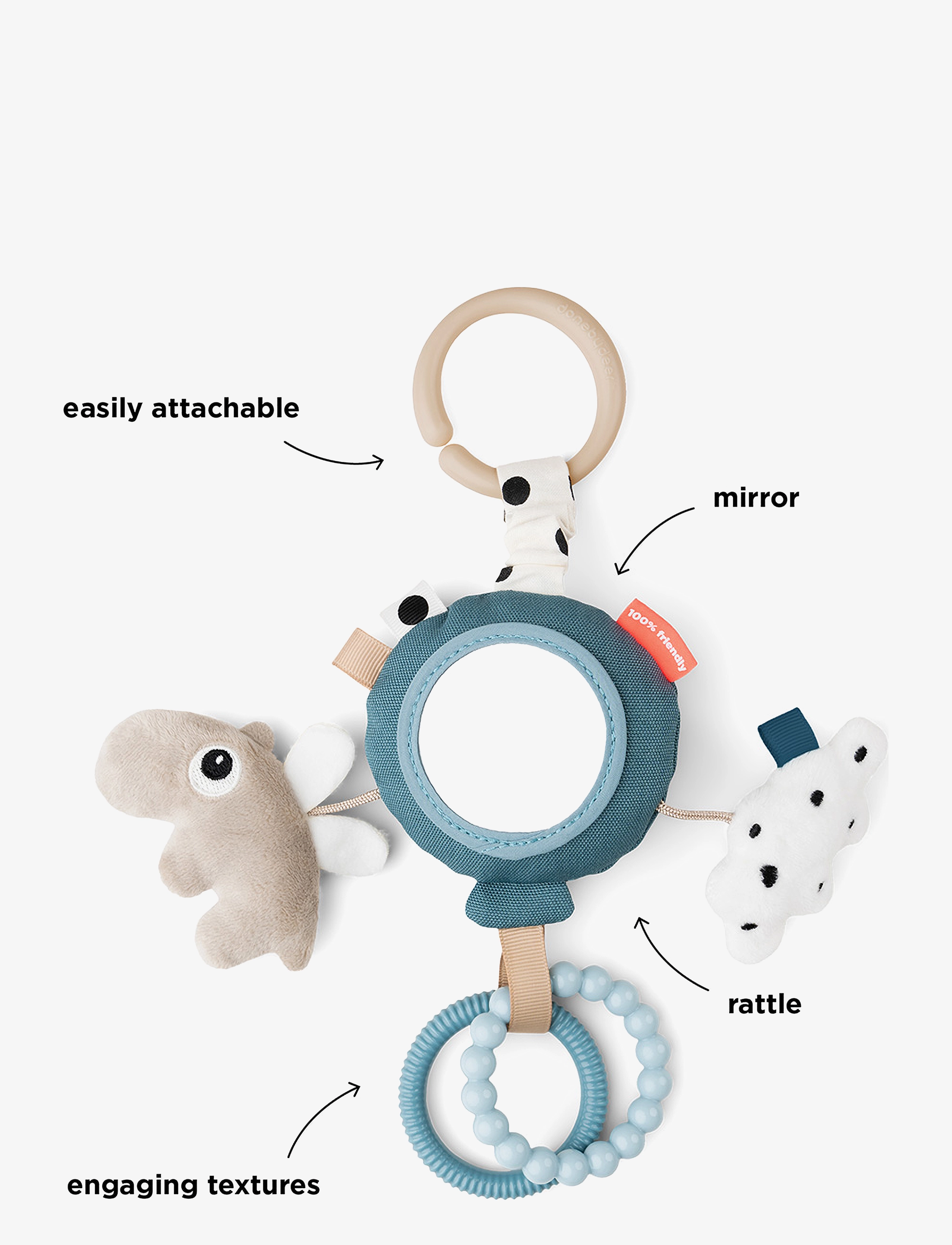 Done by Deer - To go activity mirror Happy clouds Blue - gagnvirk leikföng - blue - 4