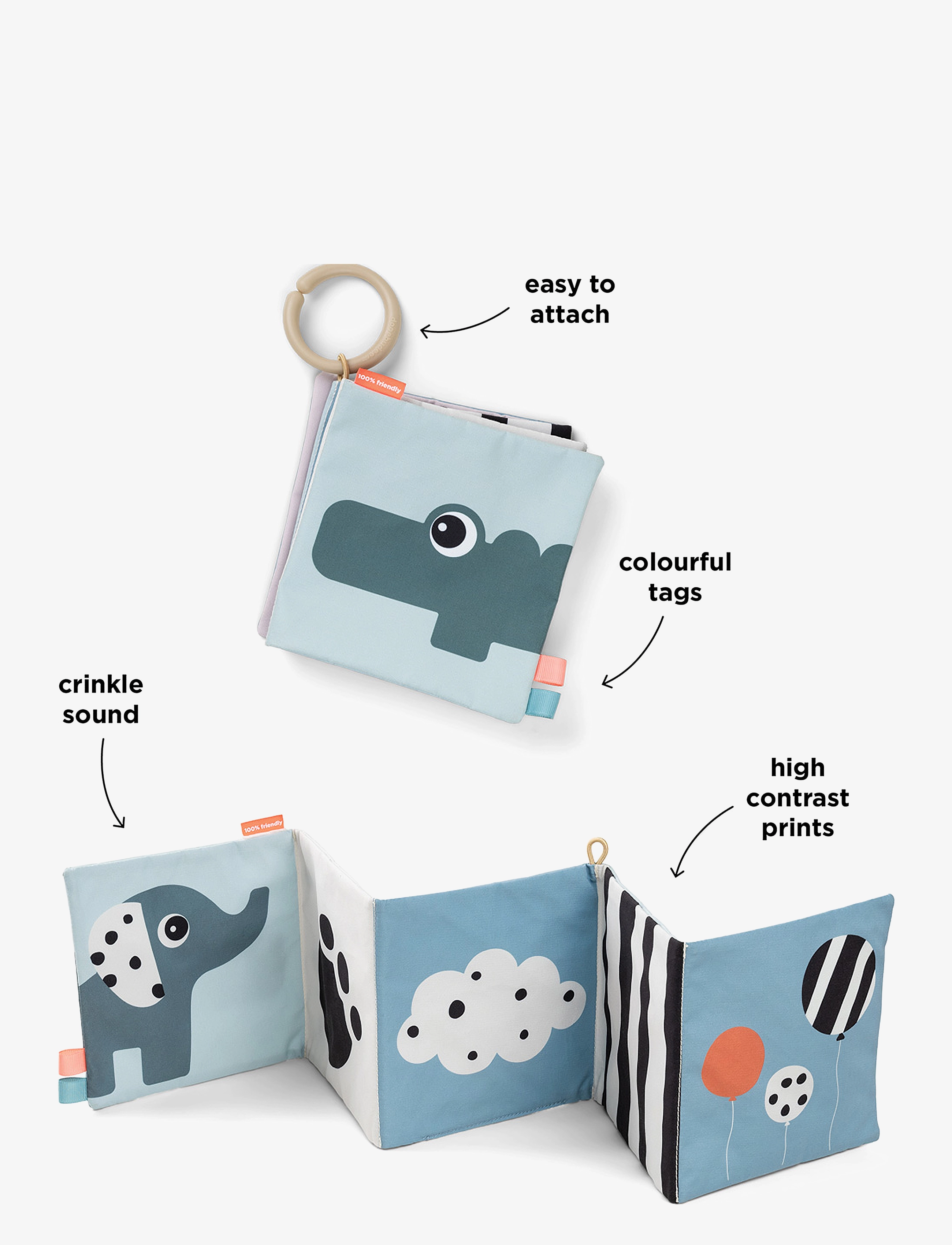 Done by Deer - Fold-out soft book Deer friends Colour mix - interaktiva leksaker - colour mix - 4