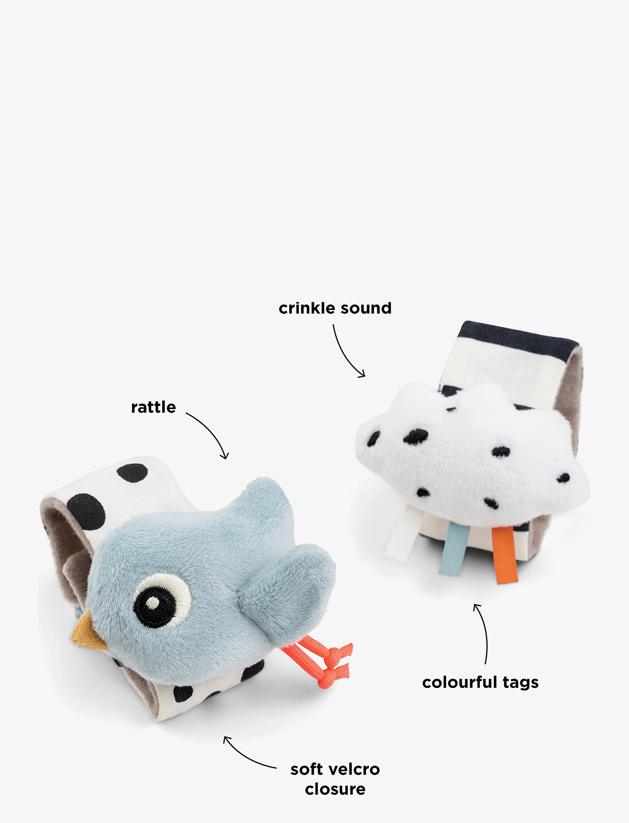Done by Deer - Wrist rattle set 2-pack Happy clouds Blue - interaktiivsed mänguasjad - blue - 2