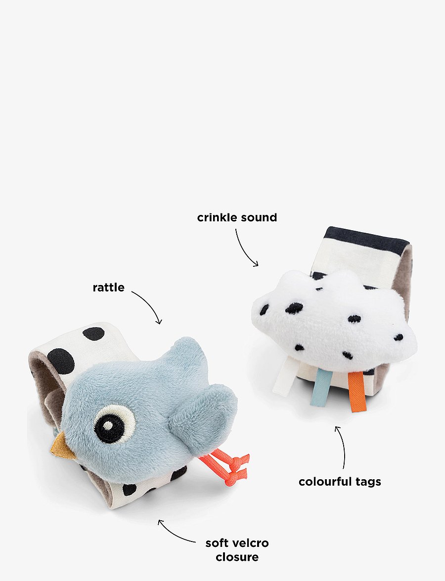 Done by Deer - Wrist rattle set 2-pack Happy clouds Blue - interaktiivsed mänguasjad - blue - 2