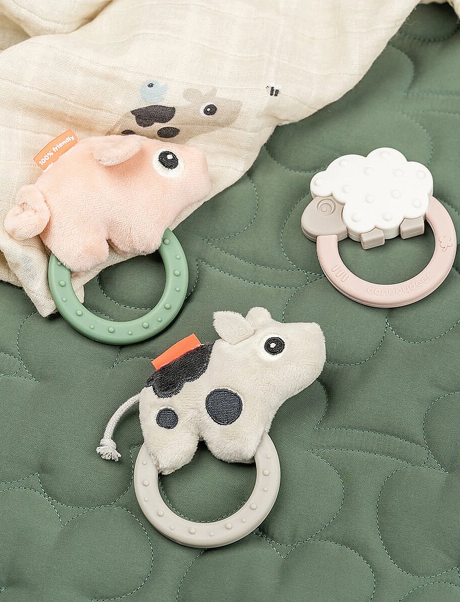 Done by Deer - Sensory rattle w/teether Dotti Sand - närimismänguasjad - sand - 3