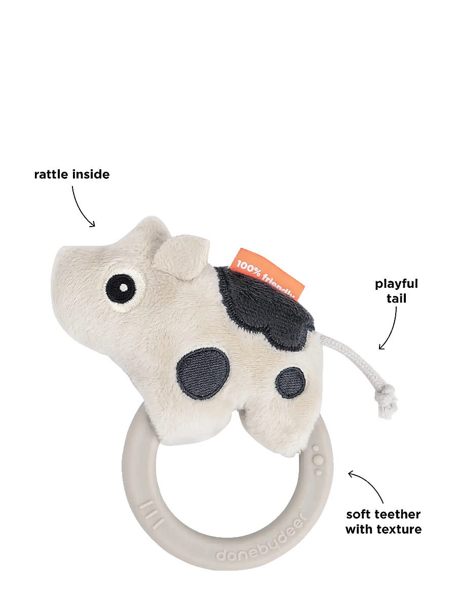 Done by Deer - Sensory rattle w/teether Dotti Sand - närimismänguasjad - sand - 2