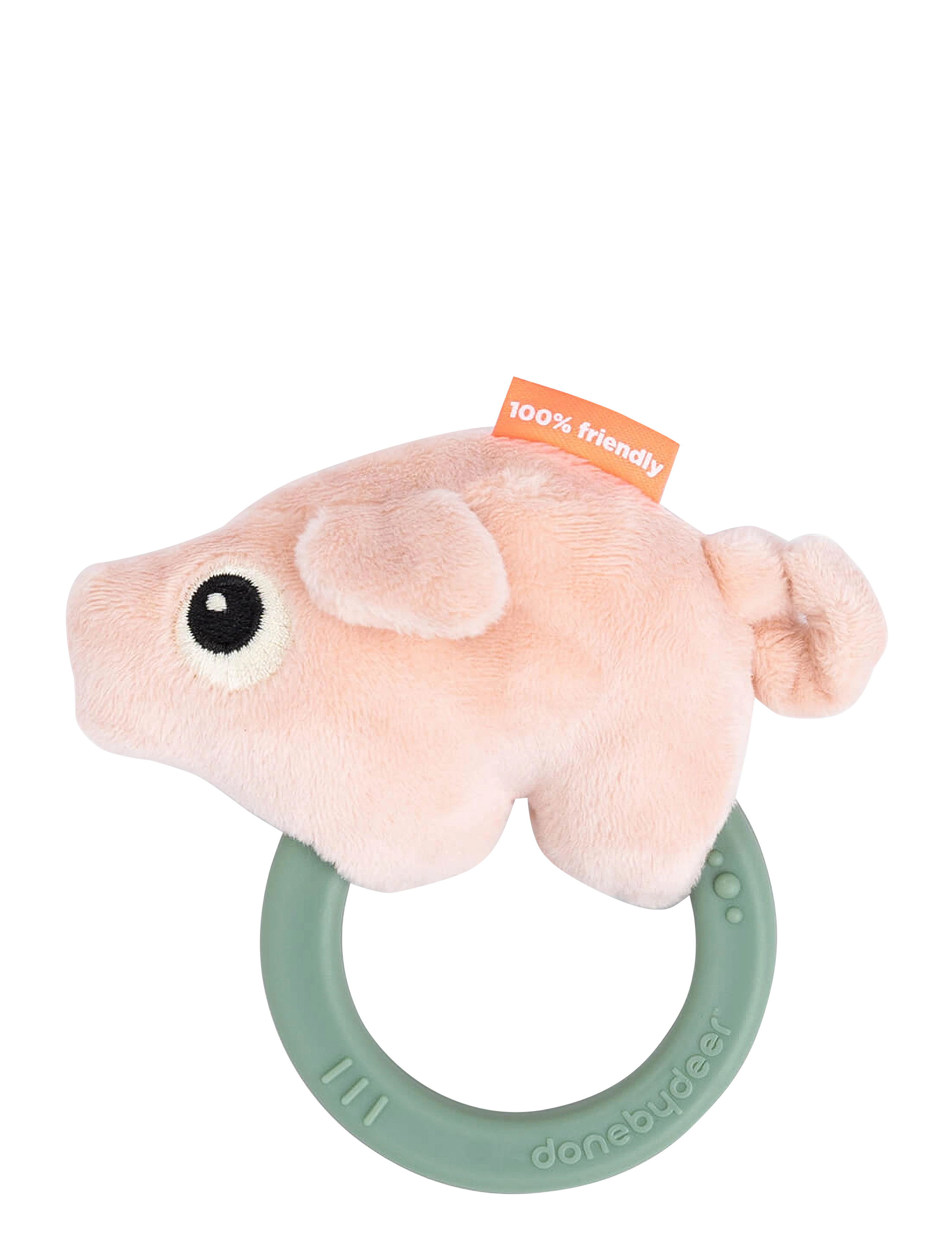 DONE BY DEER Sensory Rattle W/Teether Pigee Colour Mix Pink - 12X 21X 4CM - Kinder