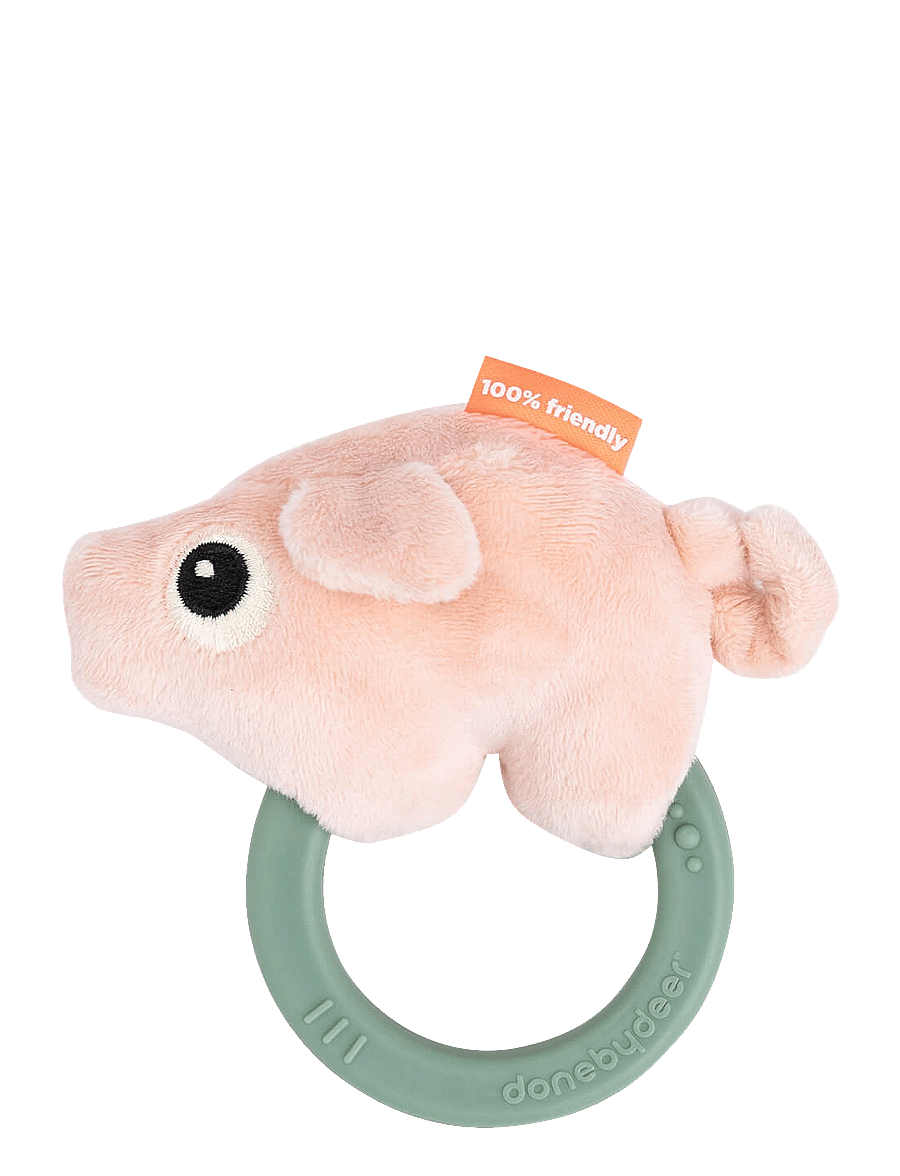 Done by Deer - Sensory rattle w/teether Pigee Colour mix - tanntöku leikföng - colour mix - 0