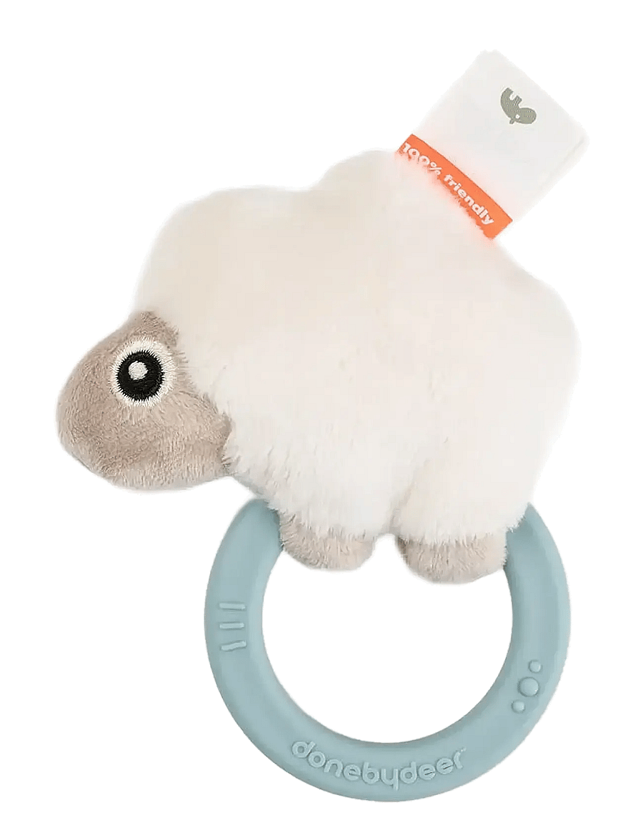 Done by Deer - Sensory rattle w/teether Sheepy Blue - tanntöku leikföng - blue - 1